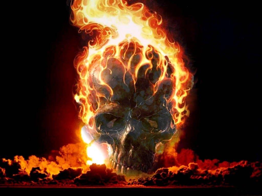 Flaming skulls wallpaper. Clickandseeworld is all about Funny