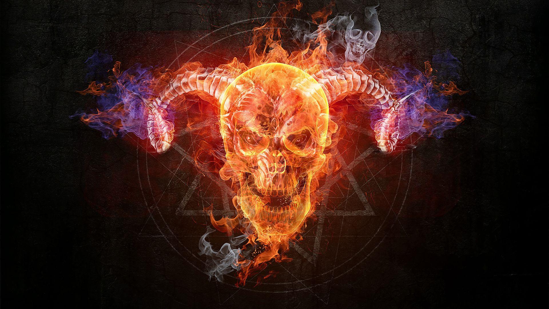 Flaming Skull wallpaper free. Skull wallpaper, Skull fire