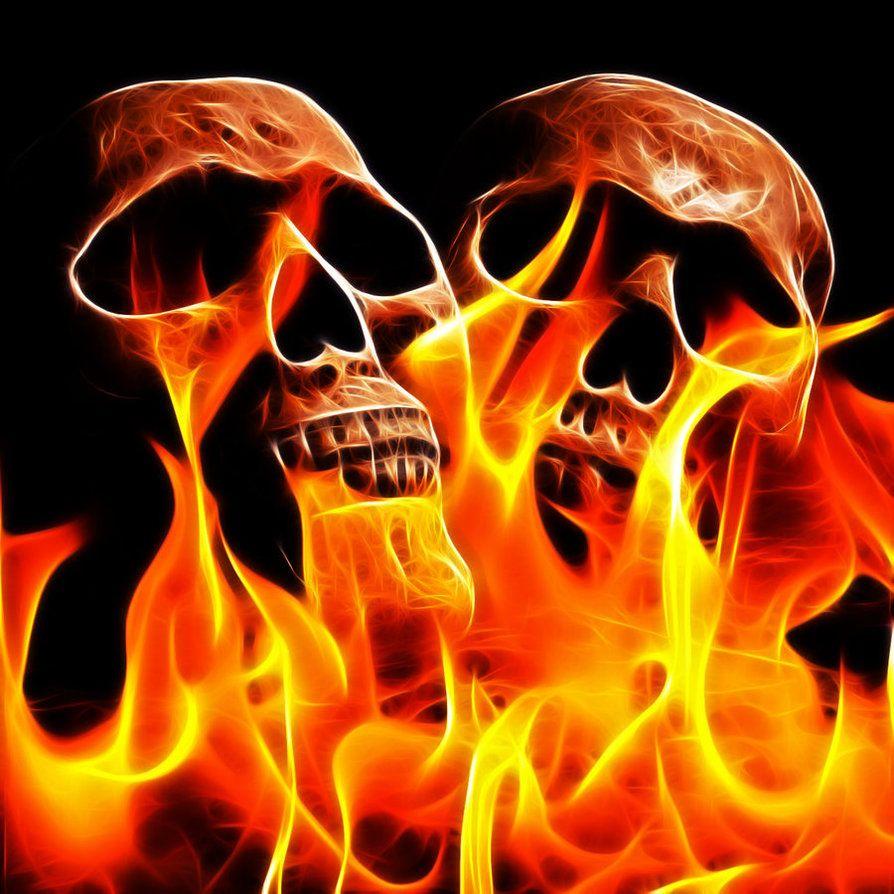 Flaming Skulls Picture, Kids Coloring