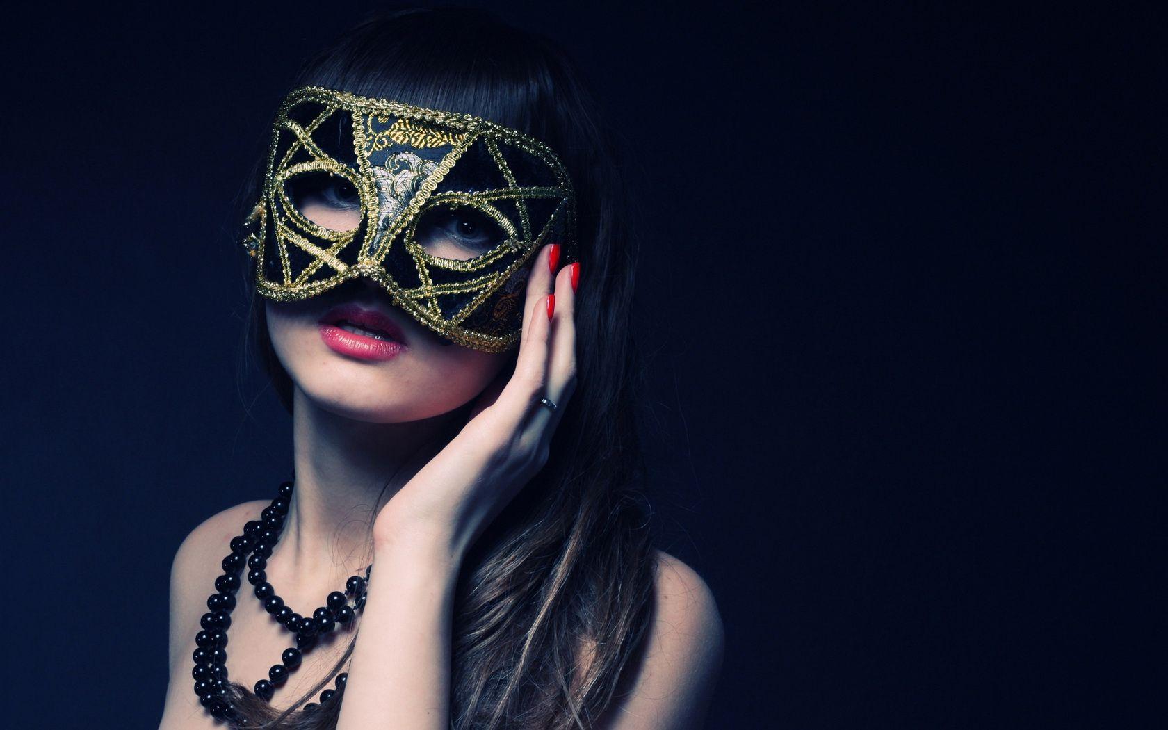 Girl Woman Beauty Black Mask wallpaperx1050