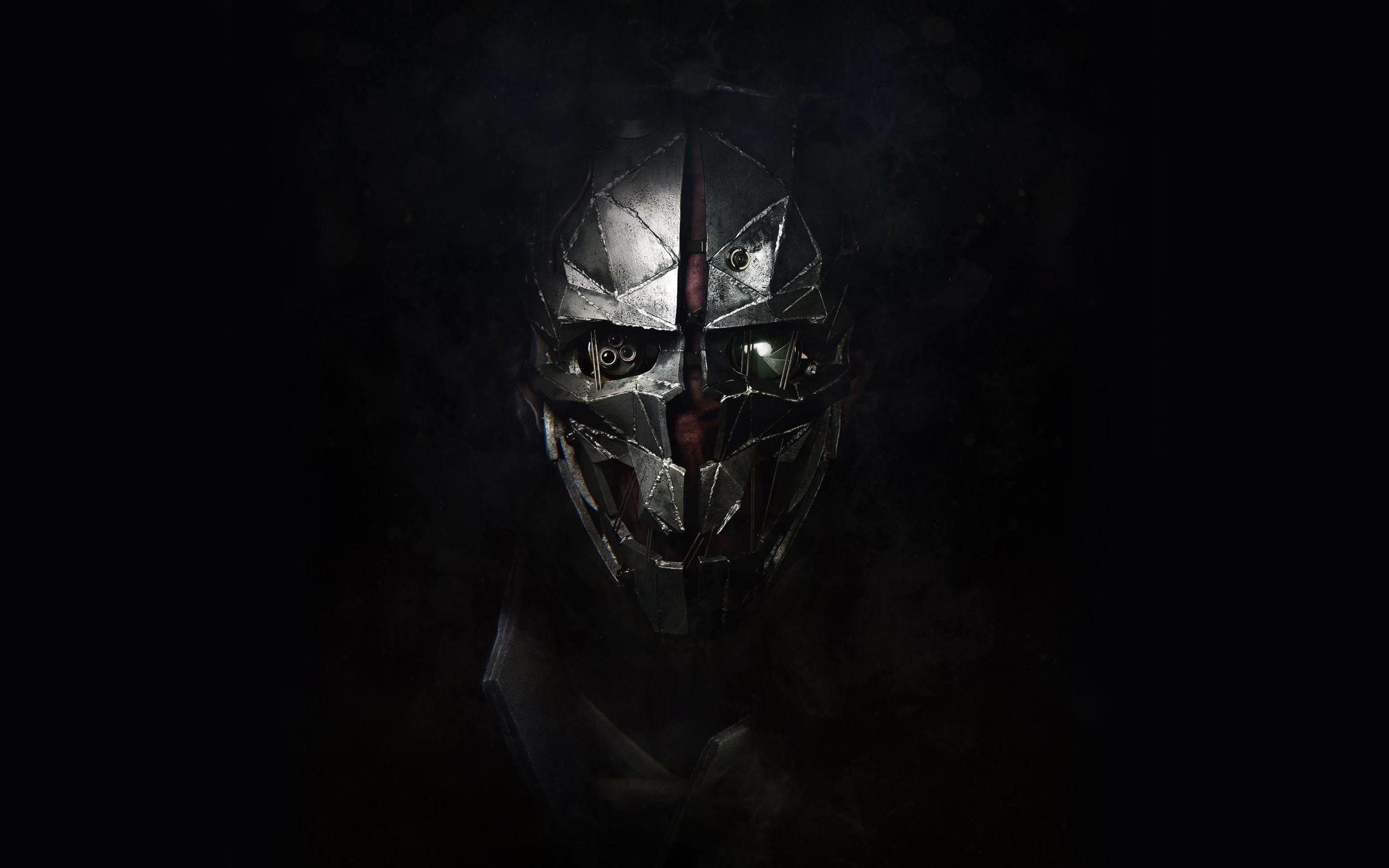 Wallpaper, face, black, mask, Corvo Attano, dishonored 2