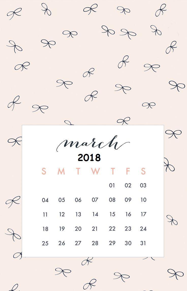 March 2018 iPhone Wallpaper Calendar