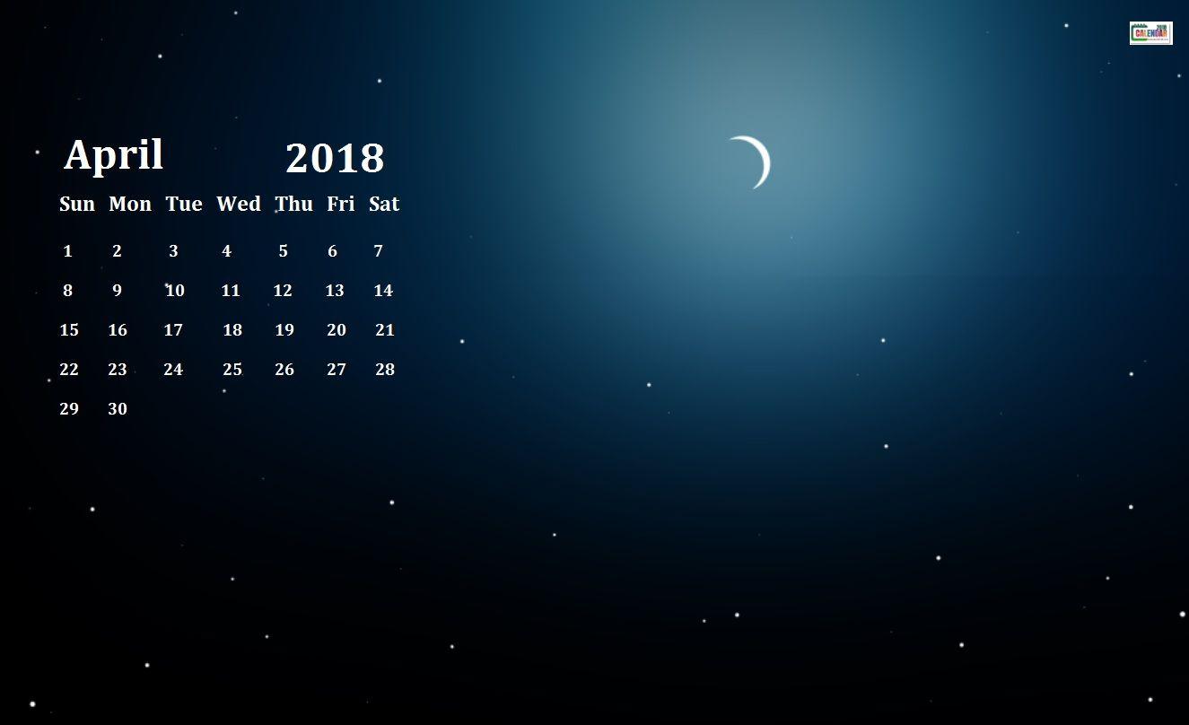 April 2018 HD Calendar Wallpaper