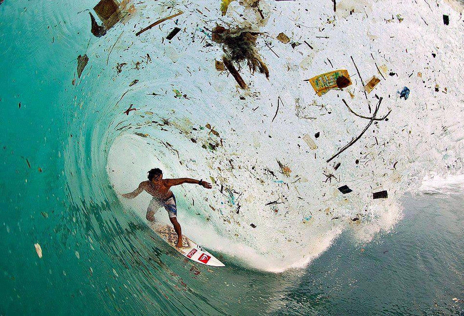 Oceans: Surfer Ocean Oceans Garbage Pollution Wallpapers Free