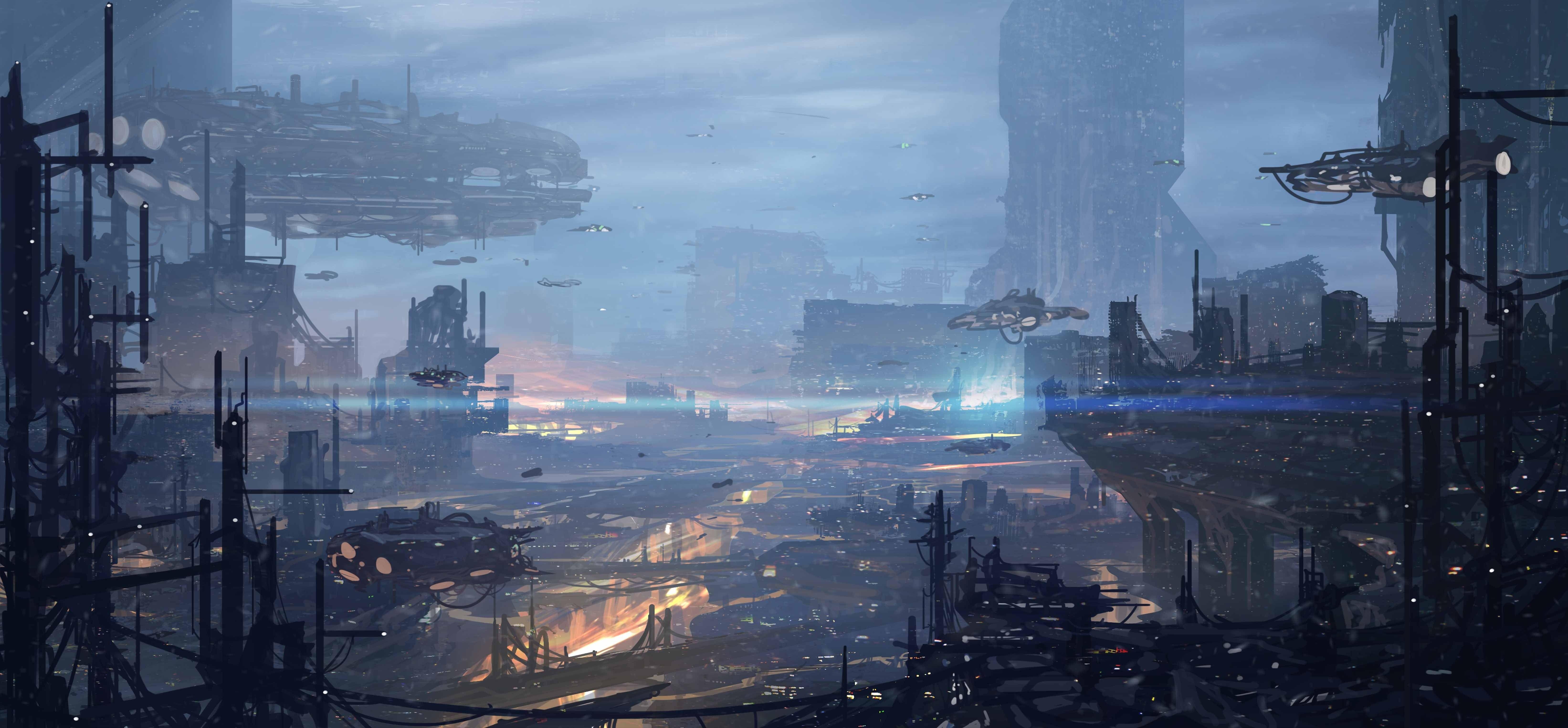 Wallpaper, city, cityscape, futuristic, artwork, skyscraper