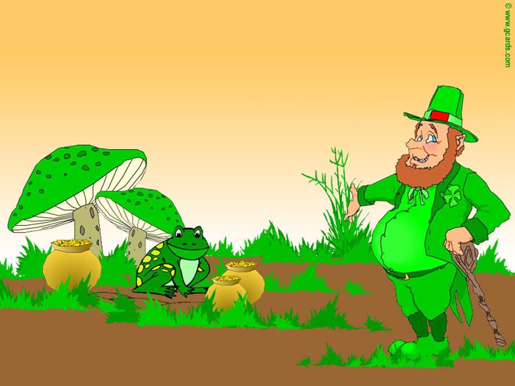 Frog and Leprechaun Desktop Background. St. Patrick's Day