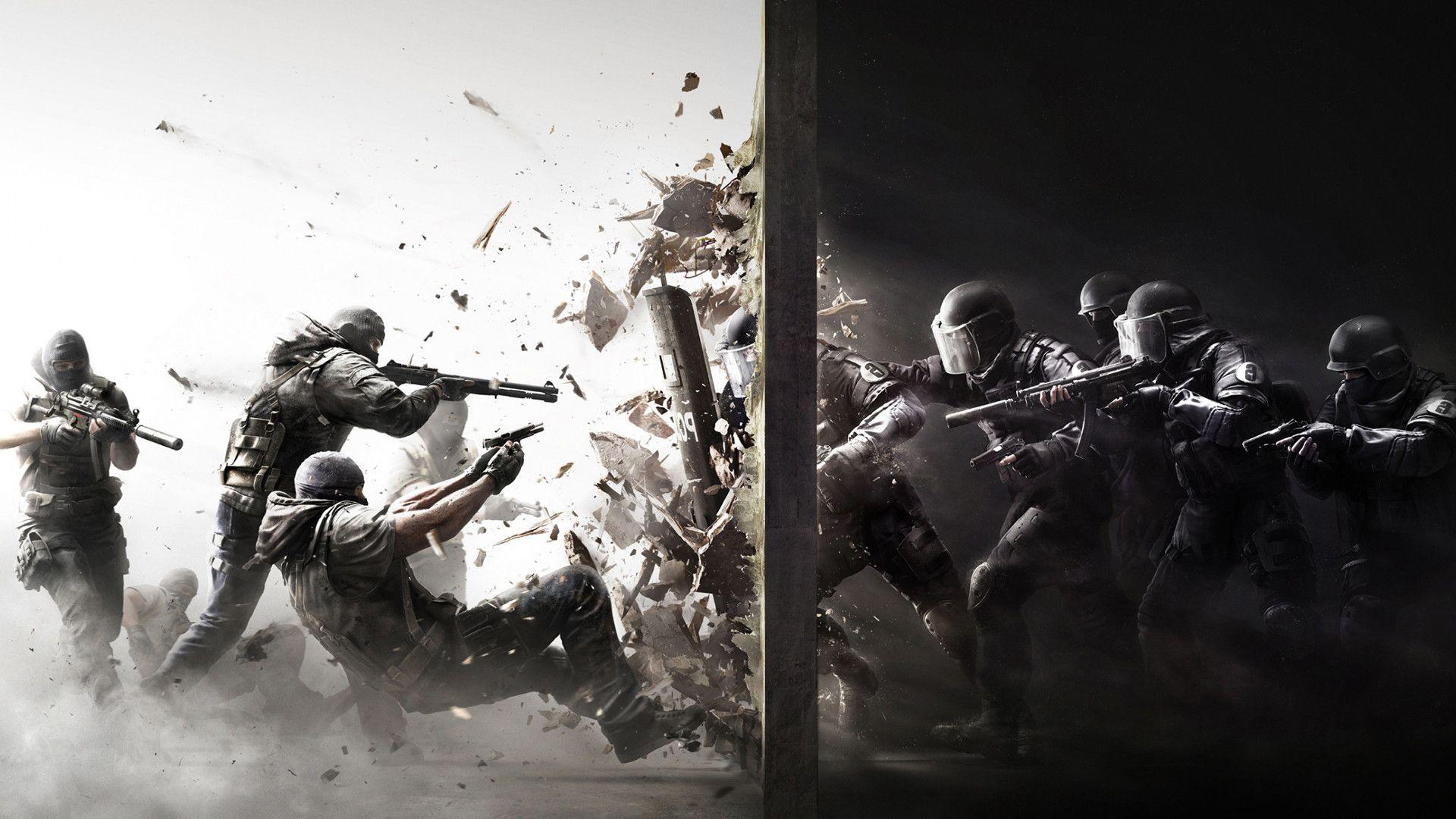 Wallpaper, police, gun, video games, Rainbow Six Siege