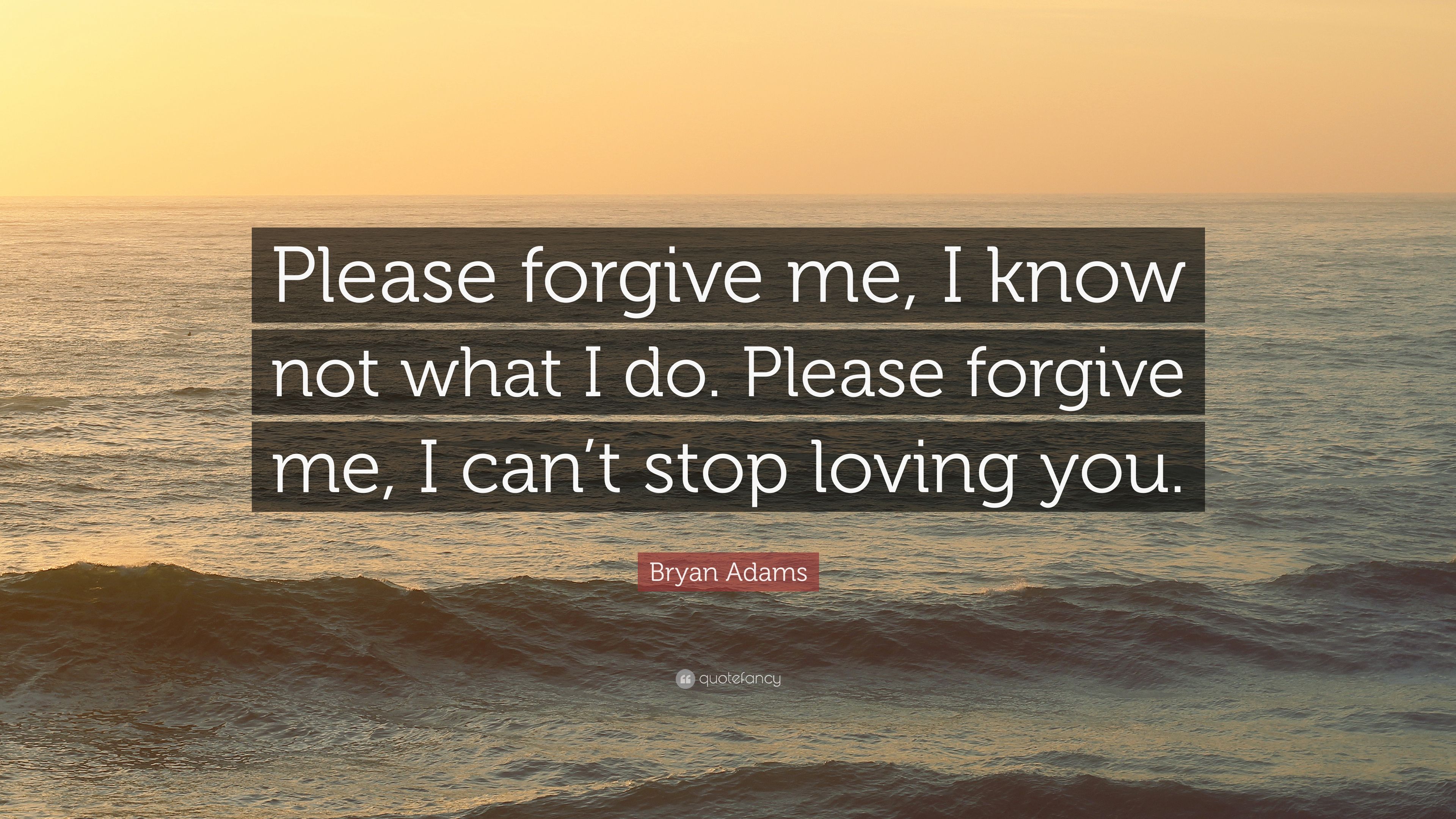 Bryan Adams Quote: “Please forgive me, I know not what I do
