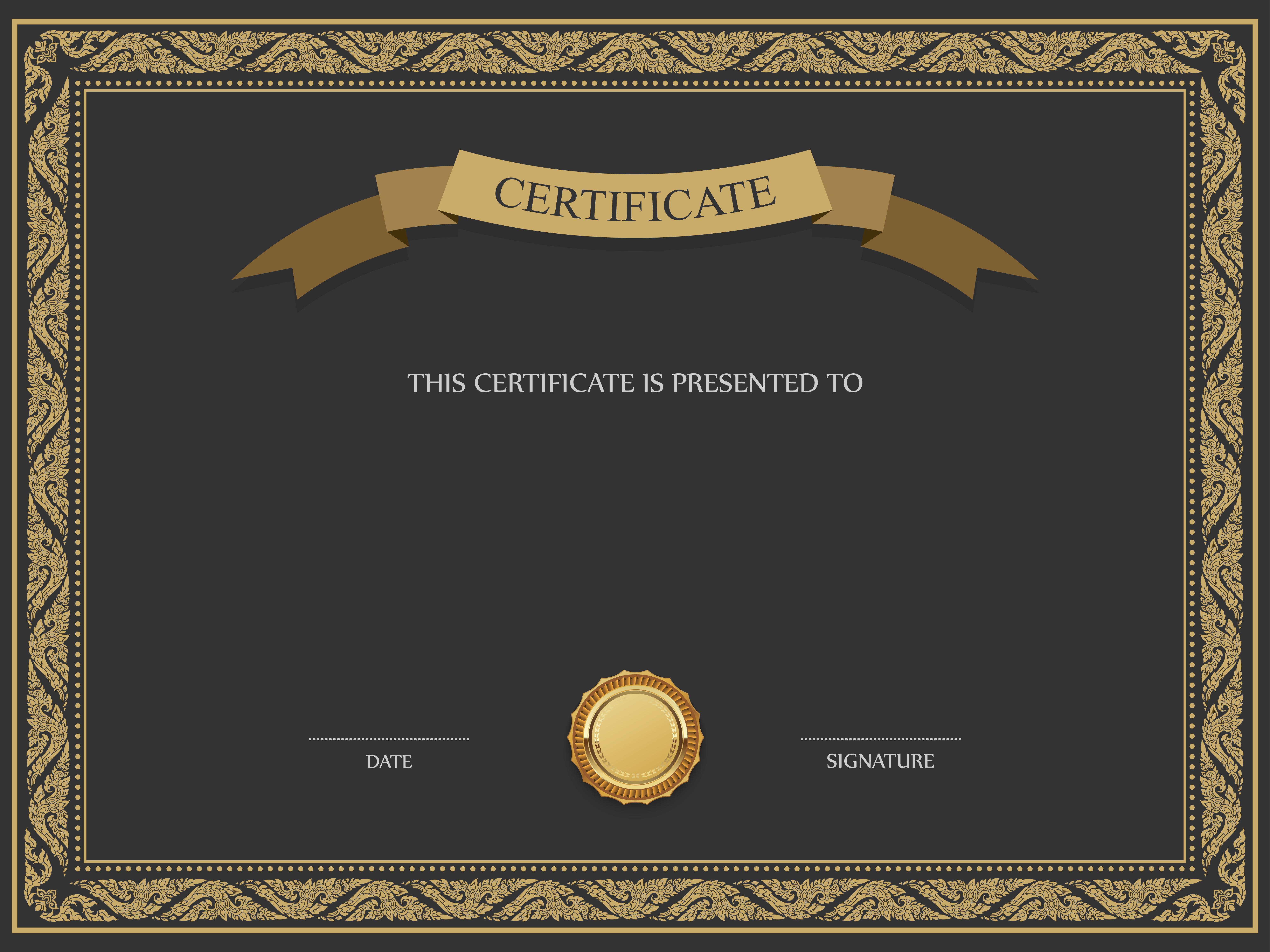 Black and Brown Certificate PNG Image