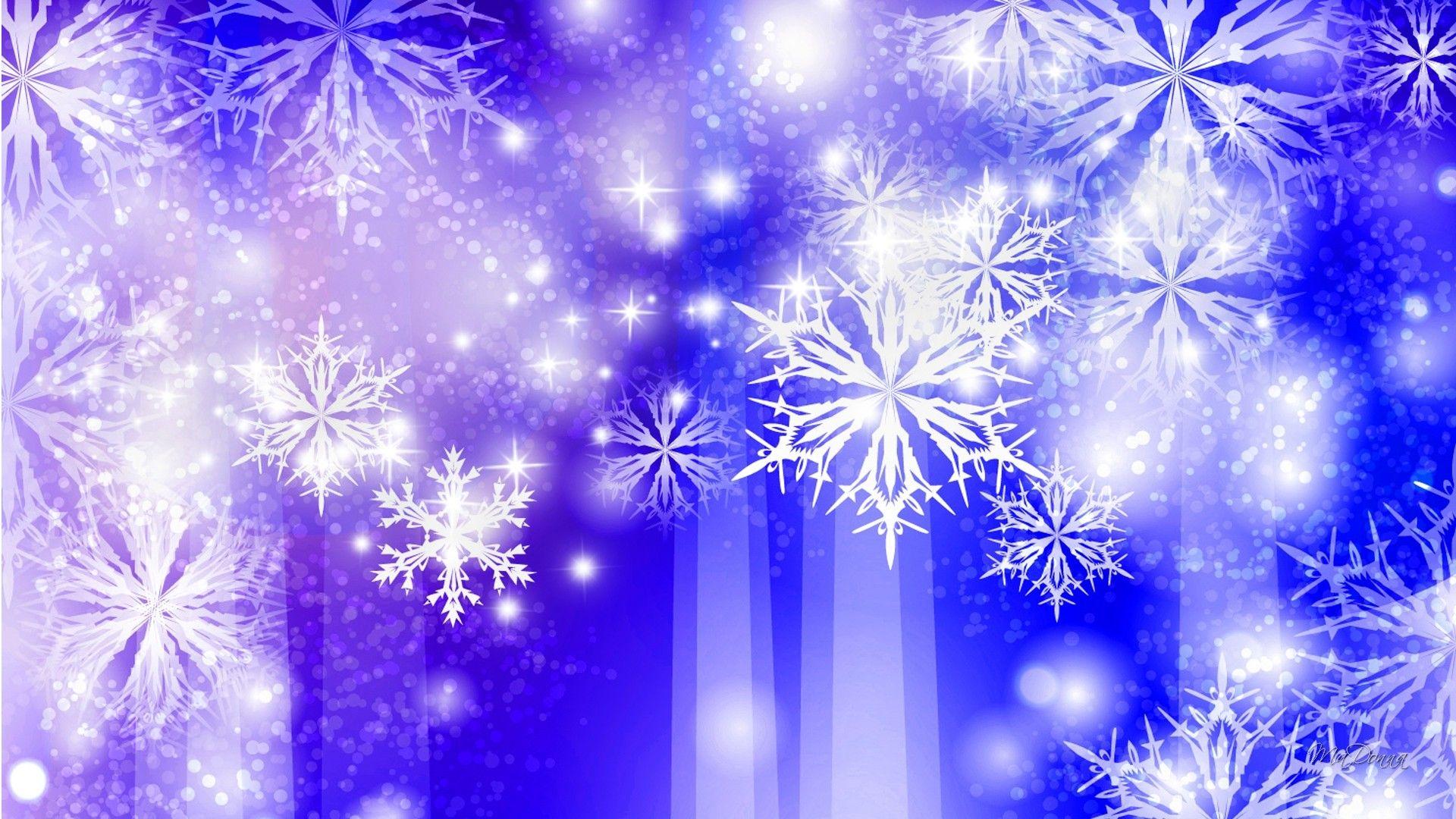 Winter: Christmas Winter Snowflakes Lavender Snow Shine Blue Stars