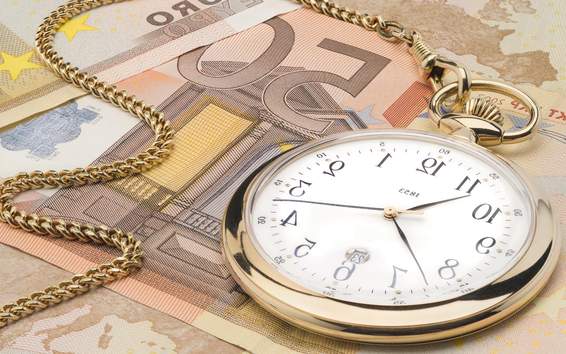Money euro watch time chain macro HD wallpaper. file