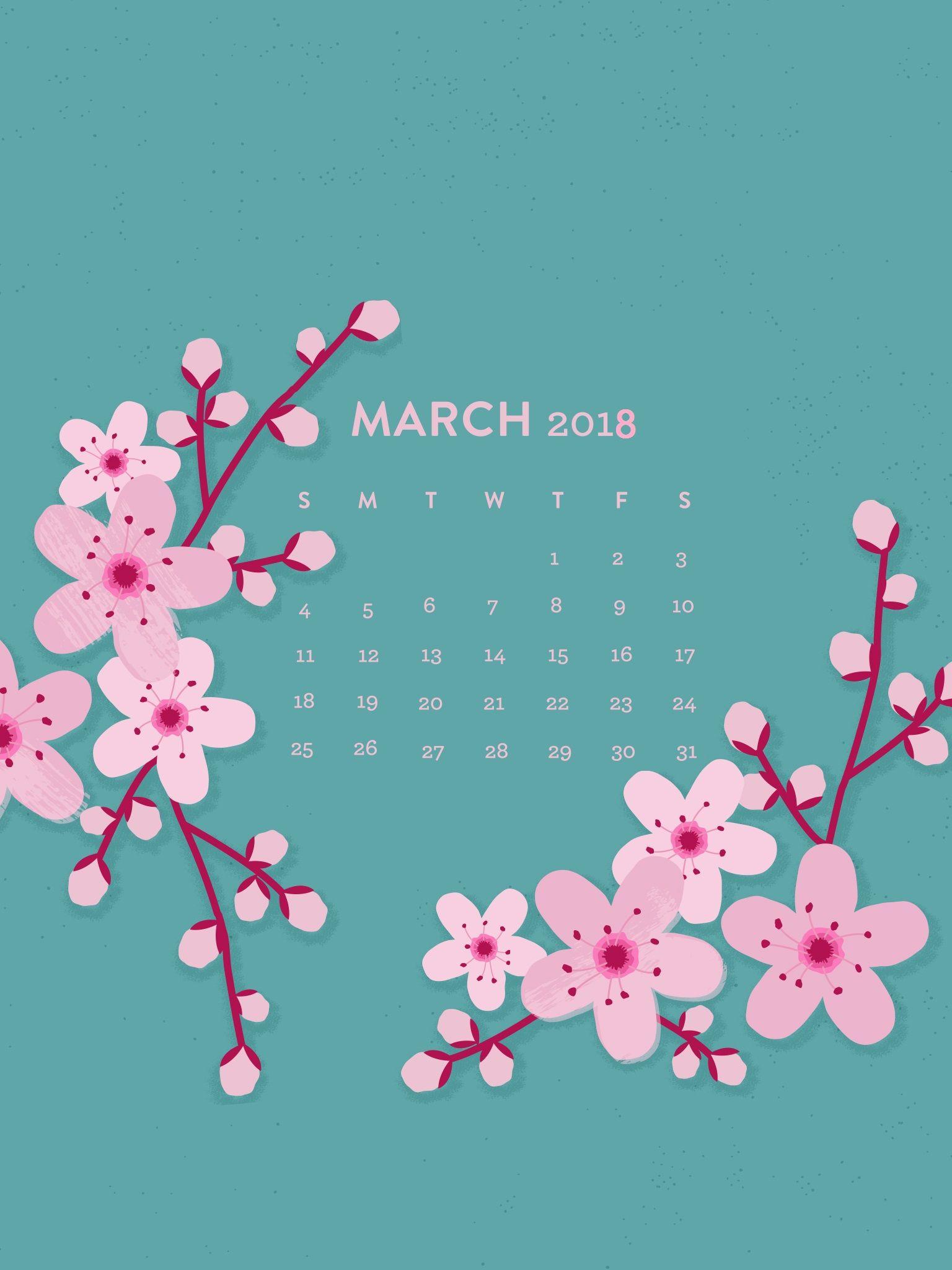 March 2018 iPhone Wallpaper Calendar