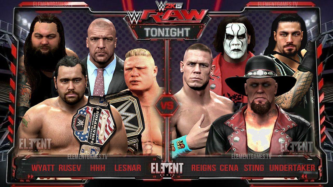 WWE RAW 2K15, Undertaker, Sting, John Cena & Reigns vs Brock