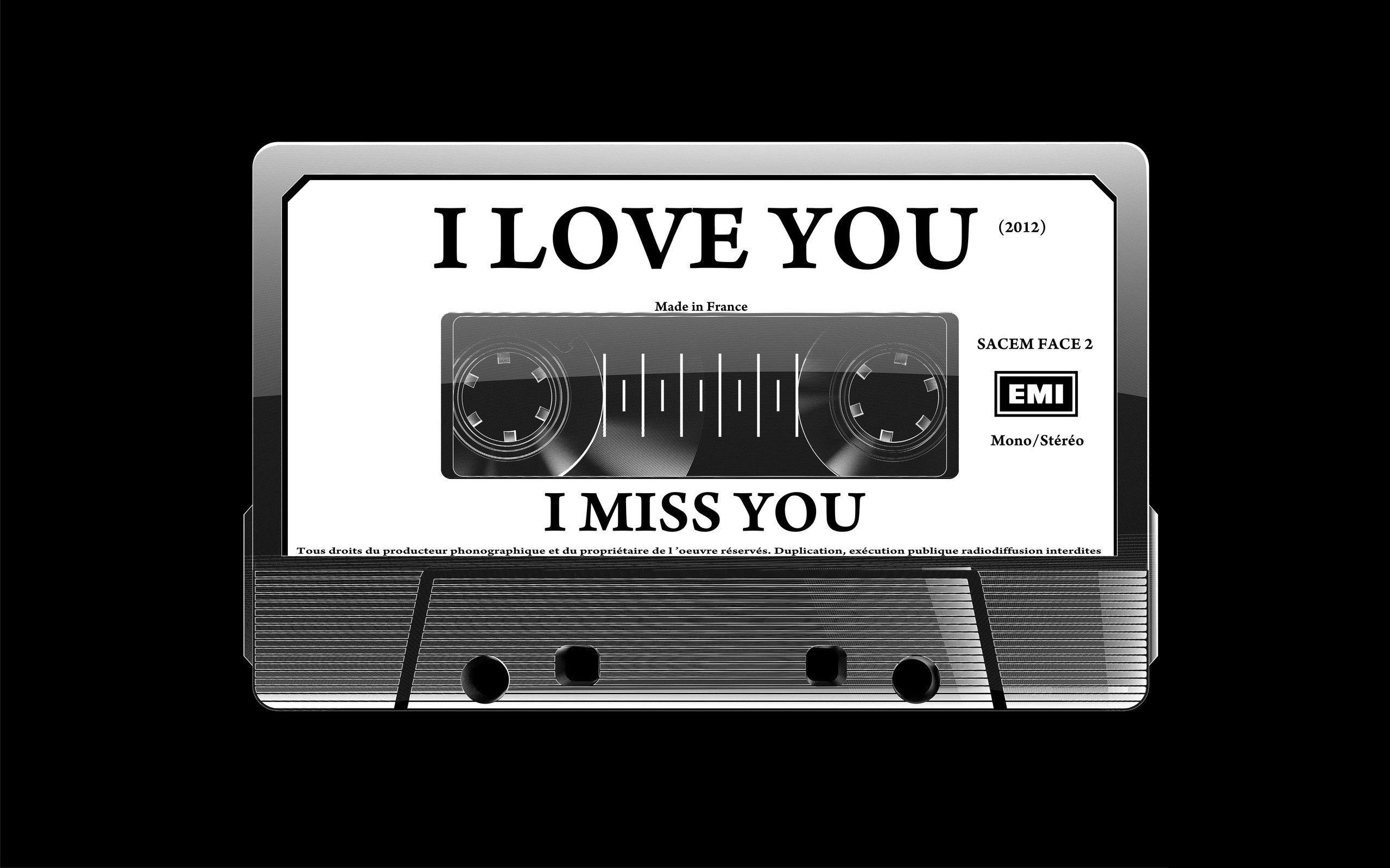Text studio cassette typography tape grayscale i love you black
