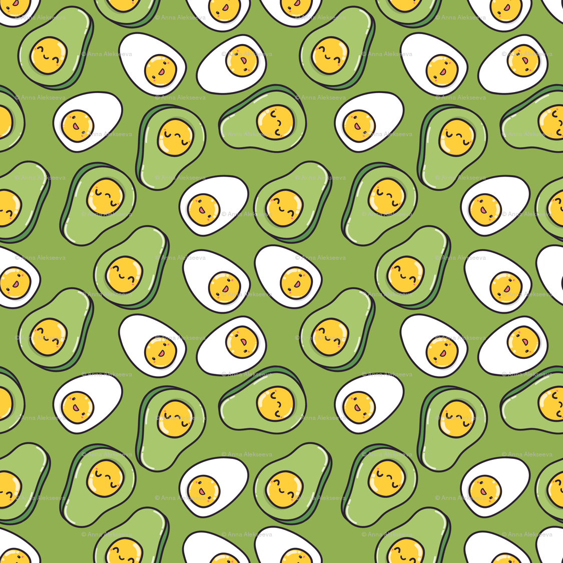 Cute egg and avocado wallpaper
