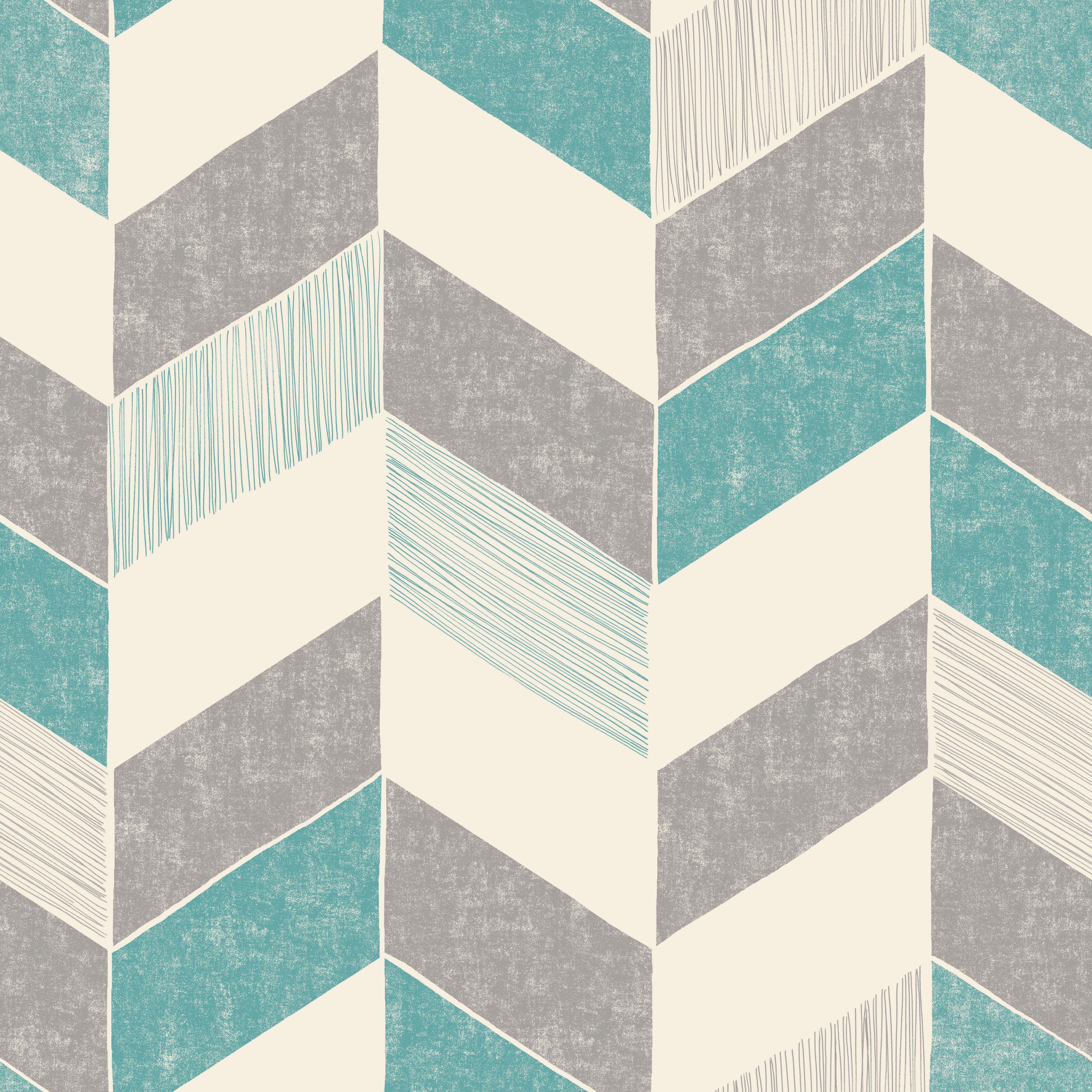 Fine Décor Astrid Teal Geometric Wallpaper. Departments. DIY at B&Q