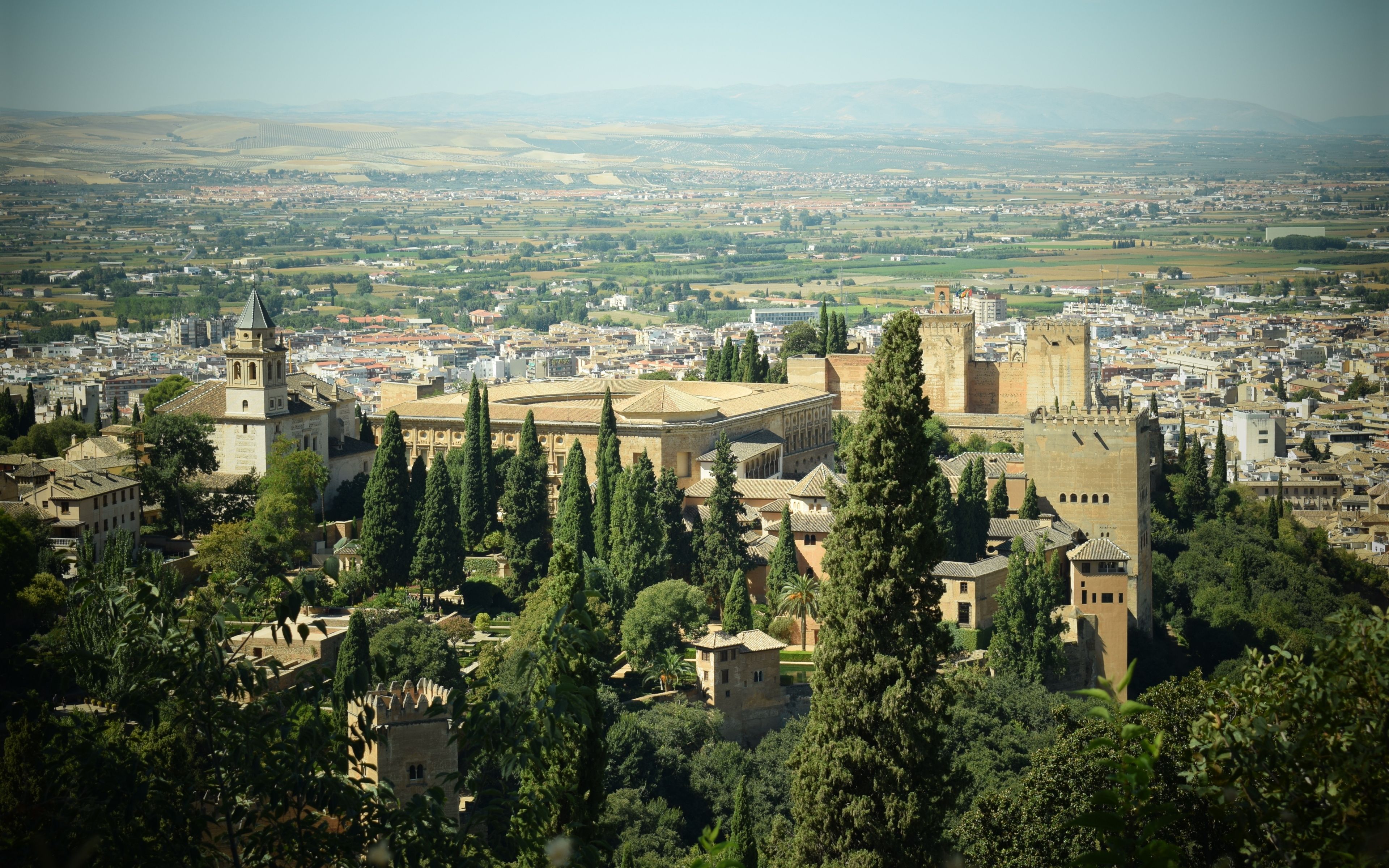 Download Wallpaper 3840x2400 Alhambra, Granada, Spain, City, Top