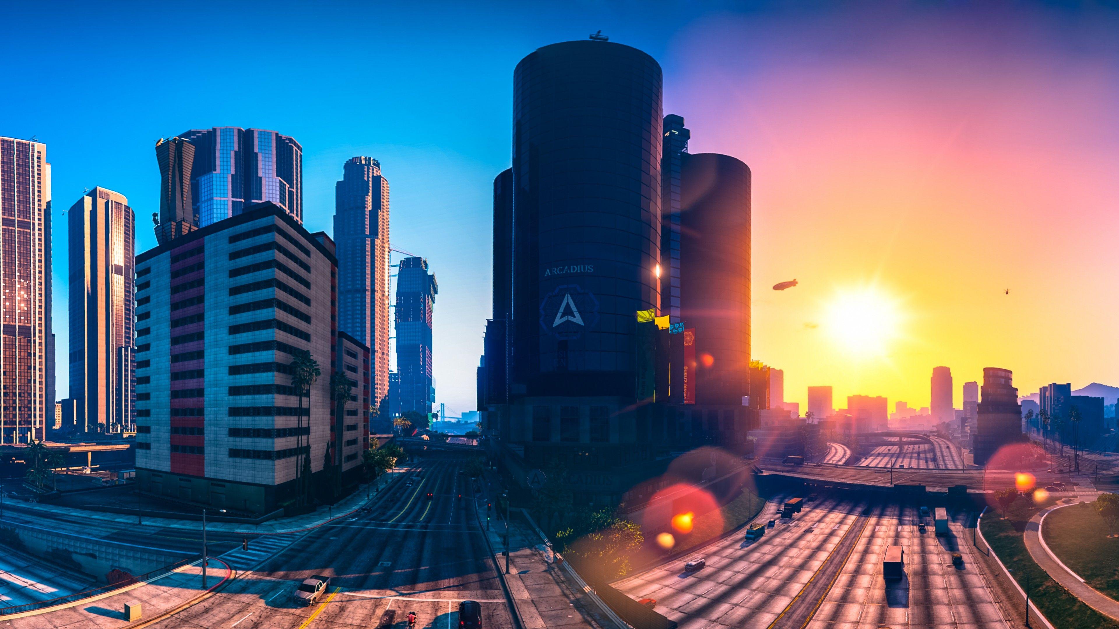 Wallpaper Grand Theft Auto V, Los Santos, Panorama, 4K, Games