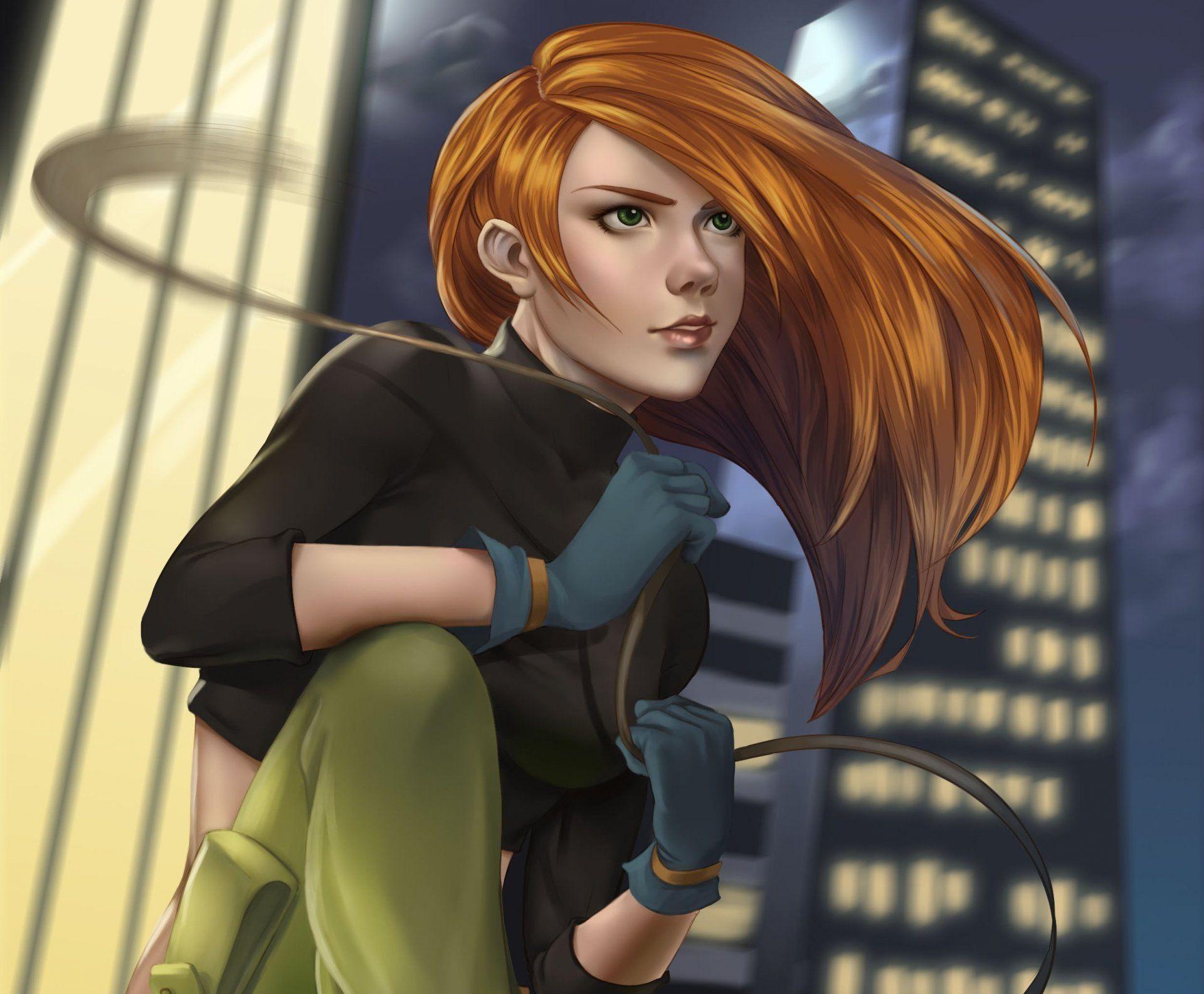 kim possible kim with a plus red view skyscraper HD wallpapers