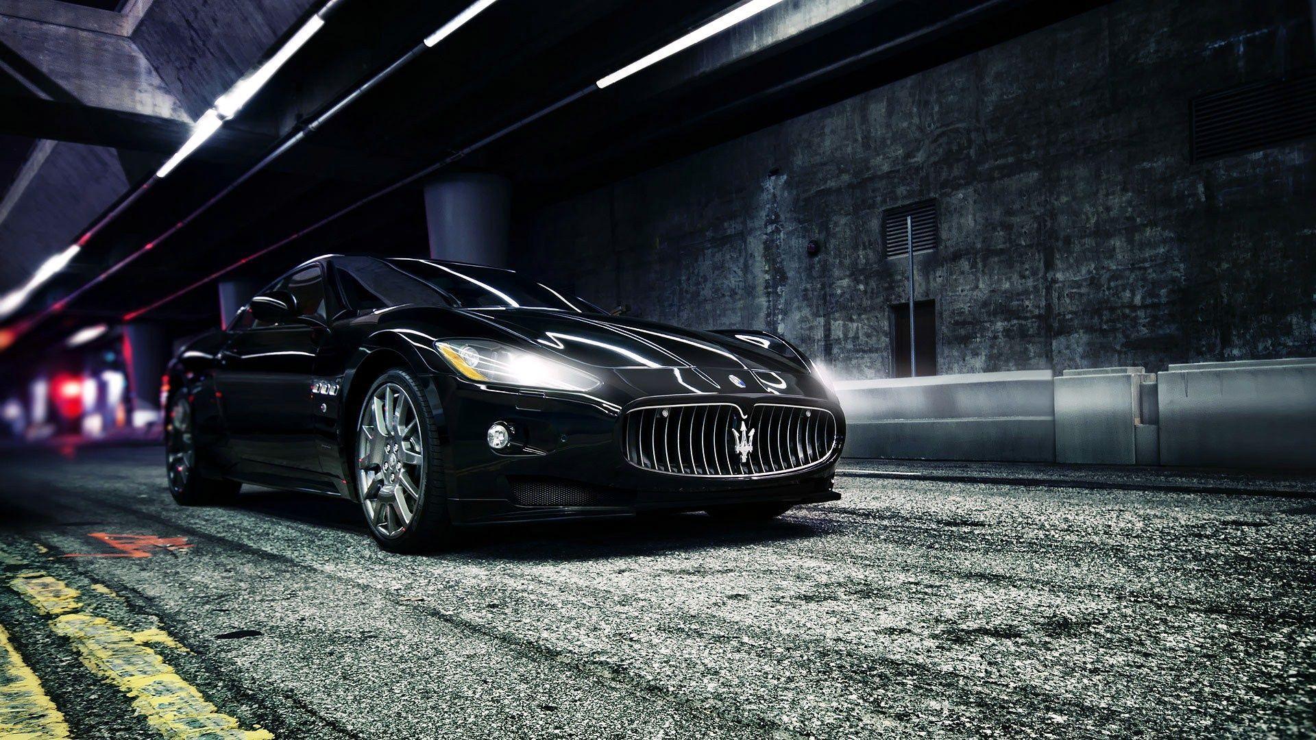 Maserati GranTurismo in black on hd wallpapers from