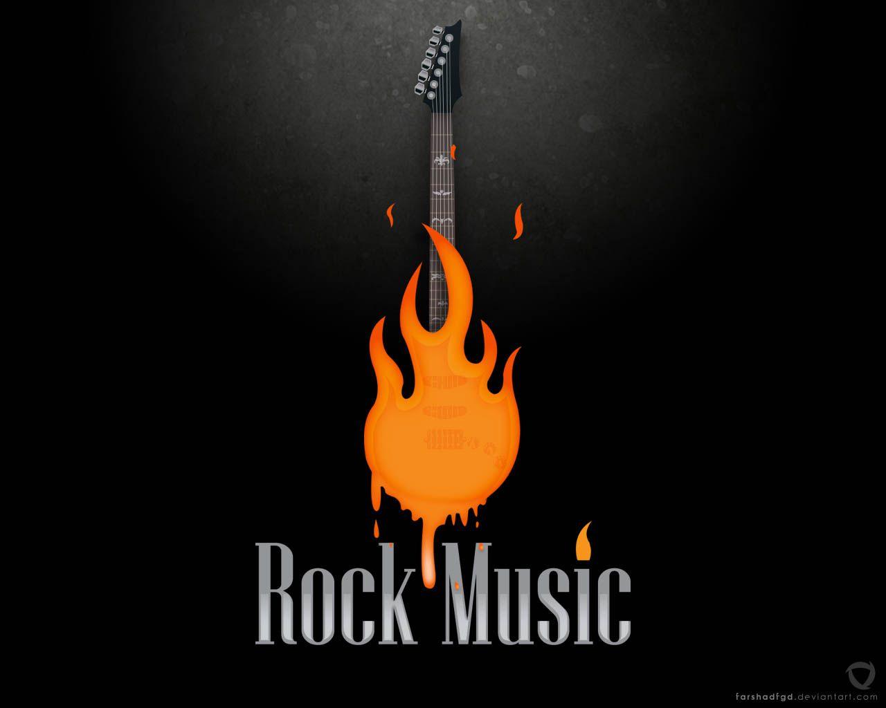 Accessible Novelties: The Rock Guitar Fire Wallpaper