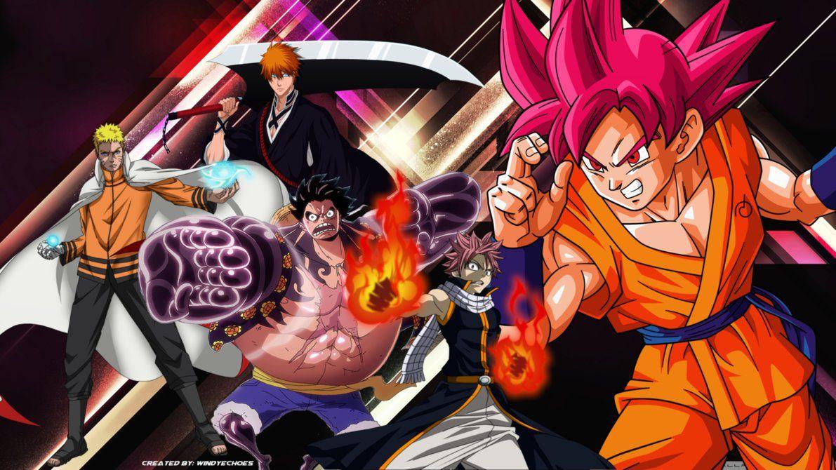Goku, Ichigo, Naruto, Luffy, Natsu Anime Wallpaper