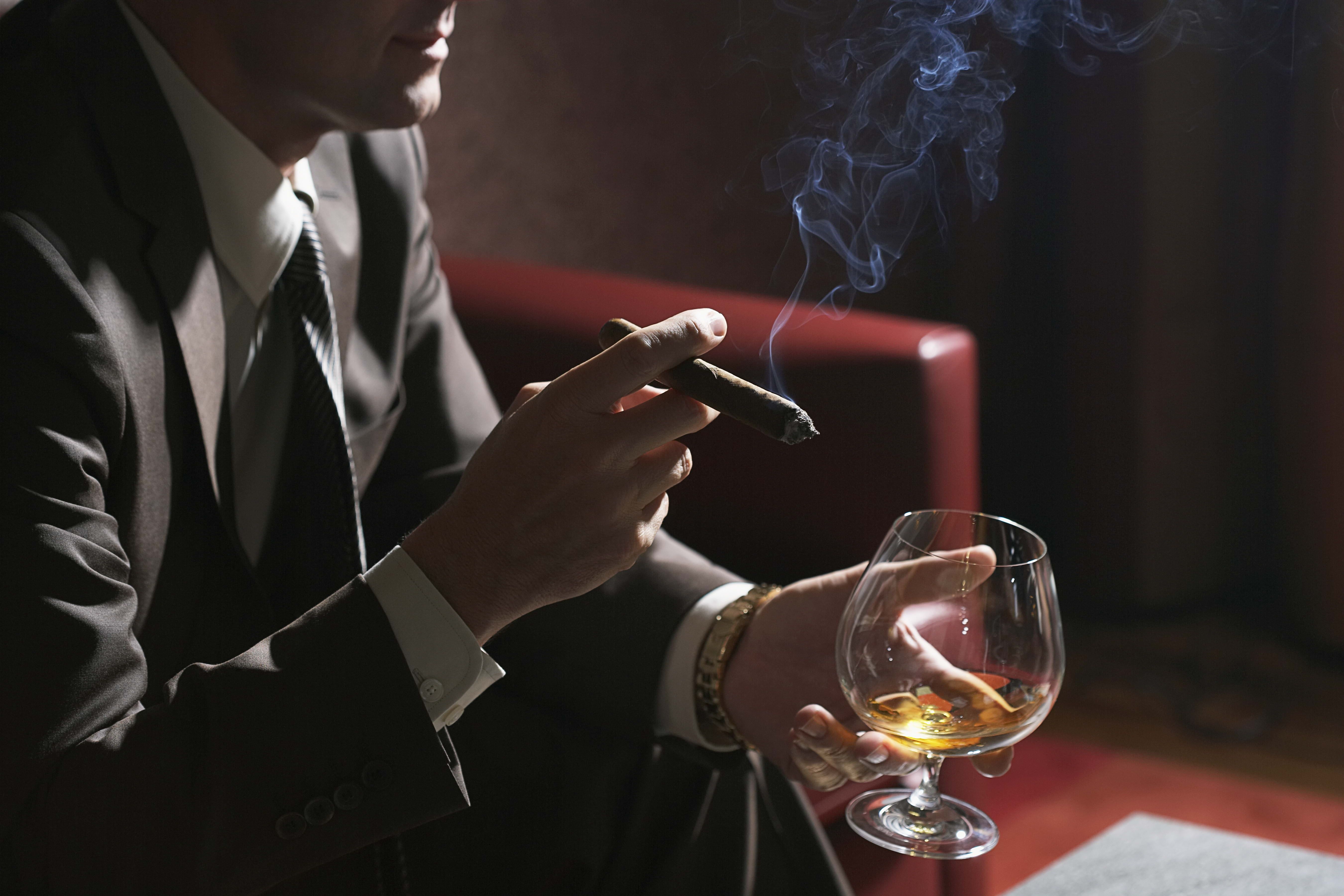 Wallpaper Man, Businessman, Arms, Cigar, Whiskey, Glass, Smoke HD