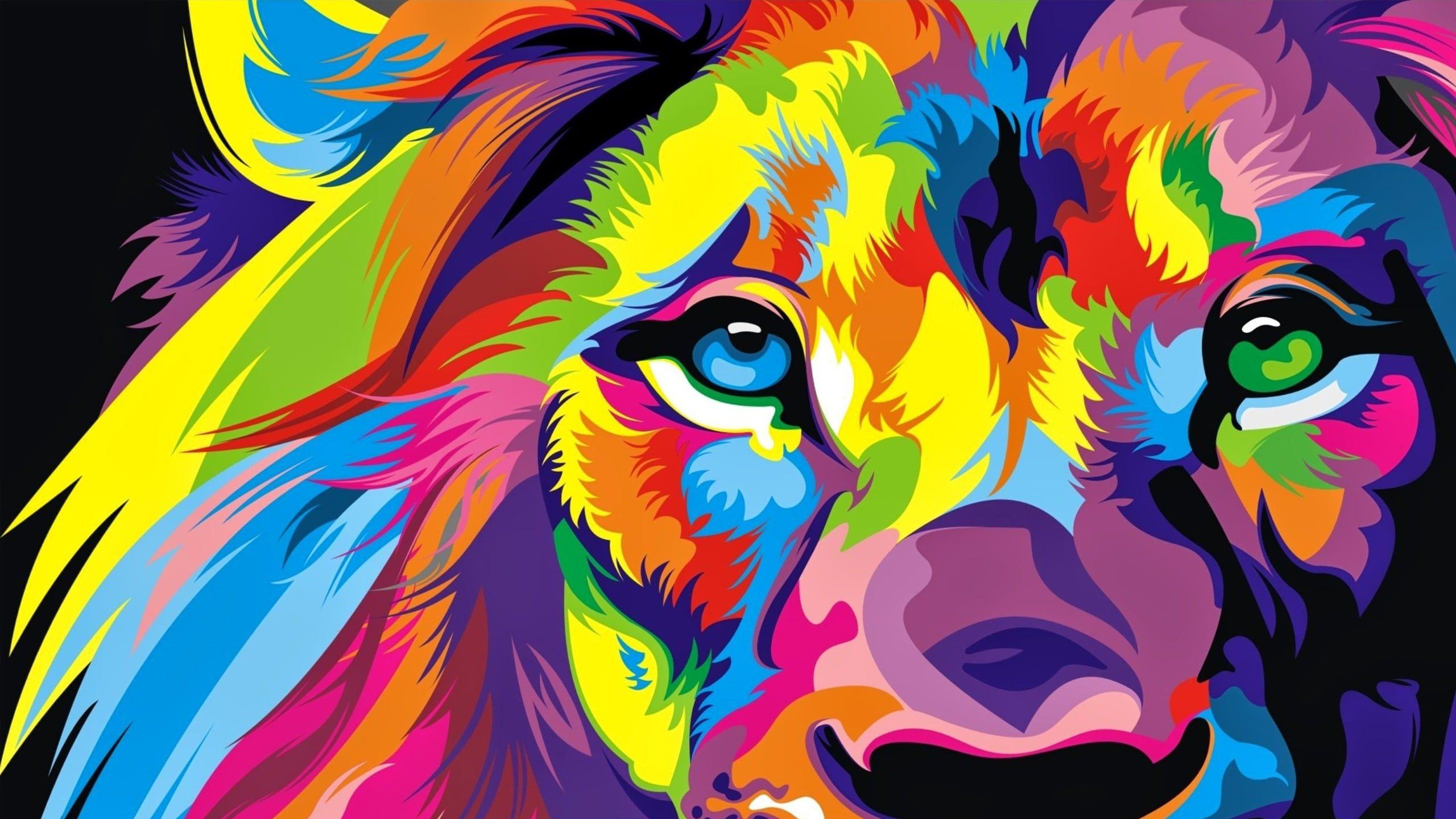HD Wallpaper Lion Colorful Rainbow Artwork CoolWallpaper.site