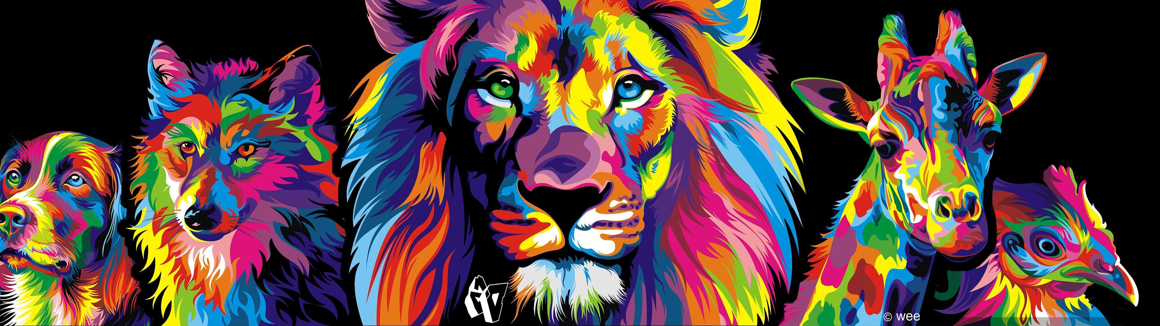Photo Collection Colorful Animals Lion Wallpaper