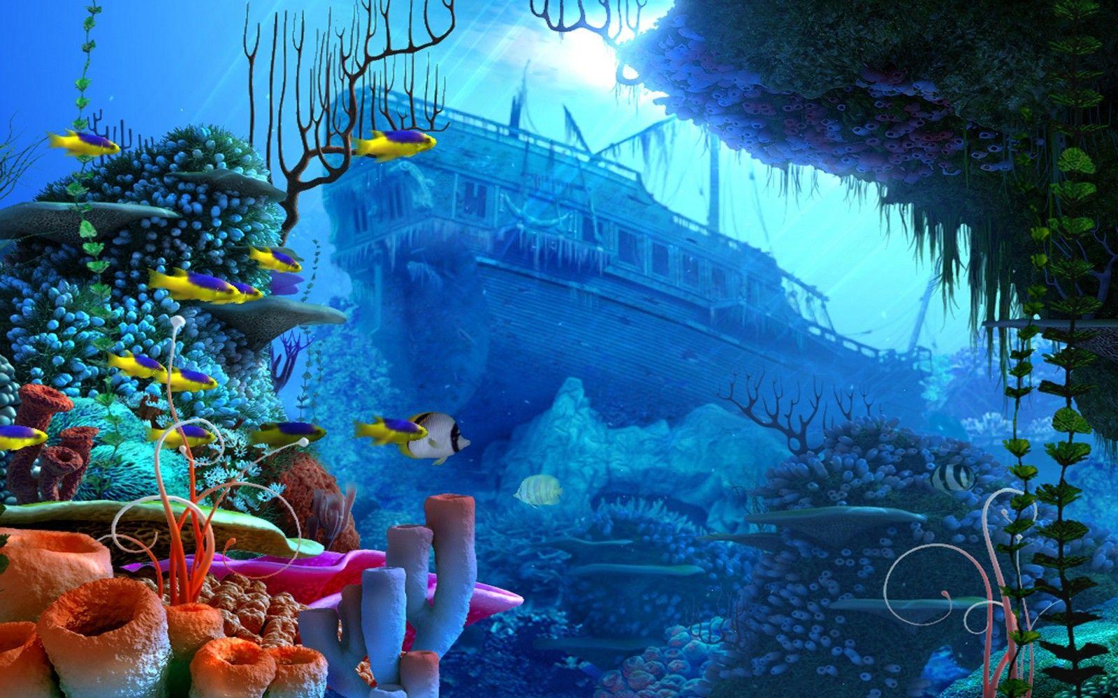 Wallpaper, fantasy art, fish, underwater, coral reef, ocean