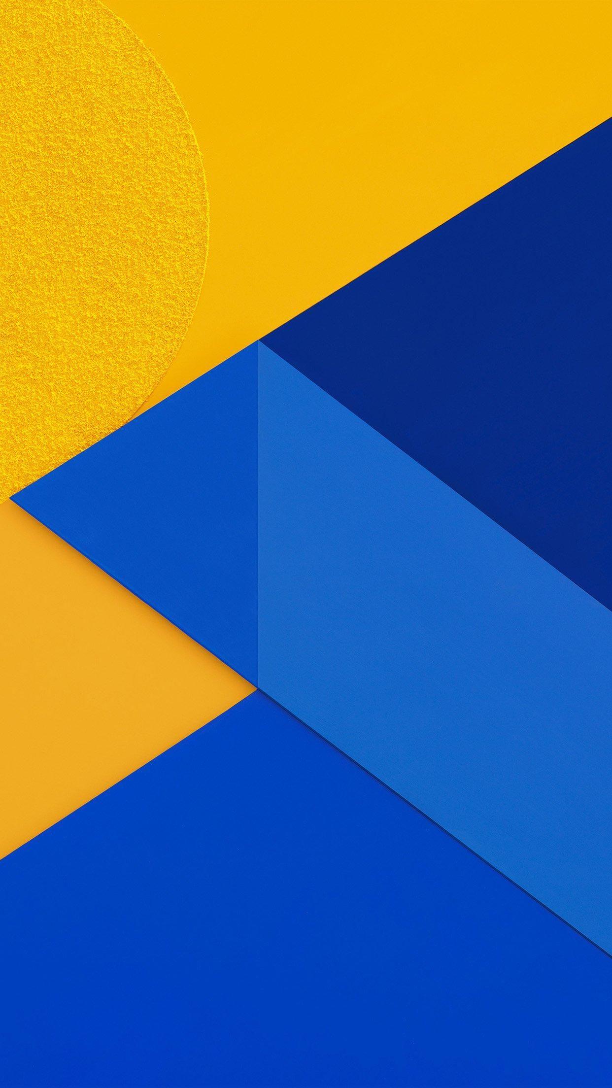 Android Marshmallow New Blue Yellow Pattern 6s Plus Wallpaper