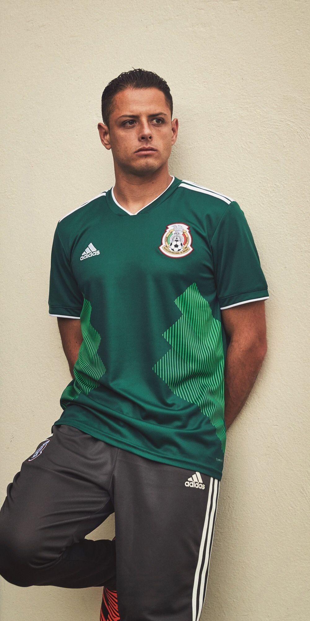 Chicharito in the adidas 2018 Mexico home jersey. World Cup