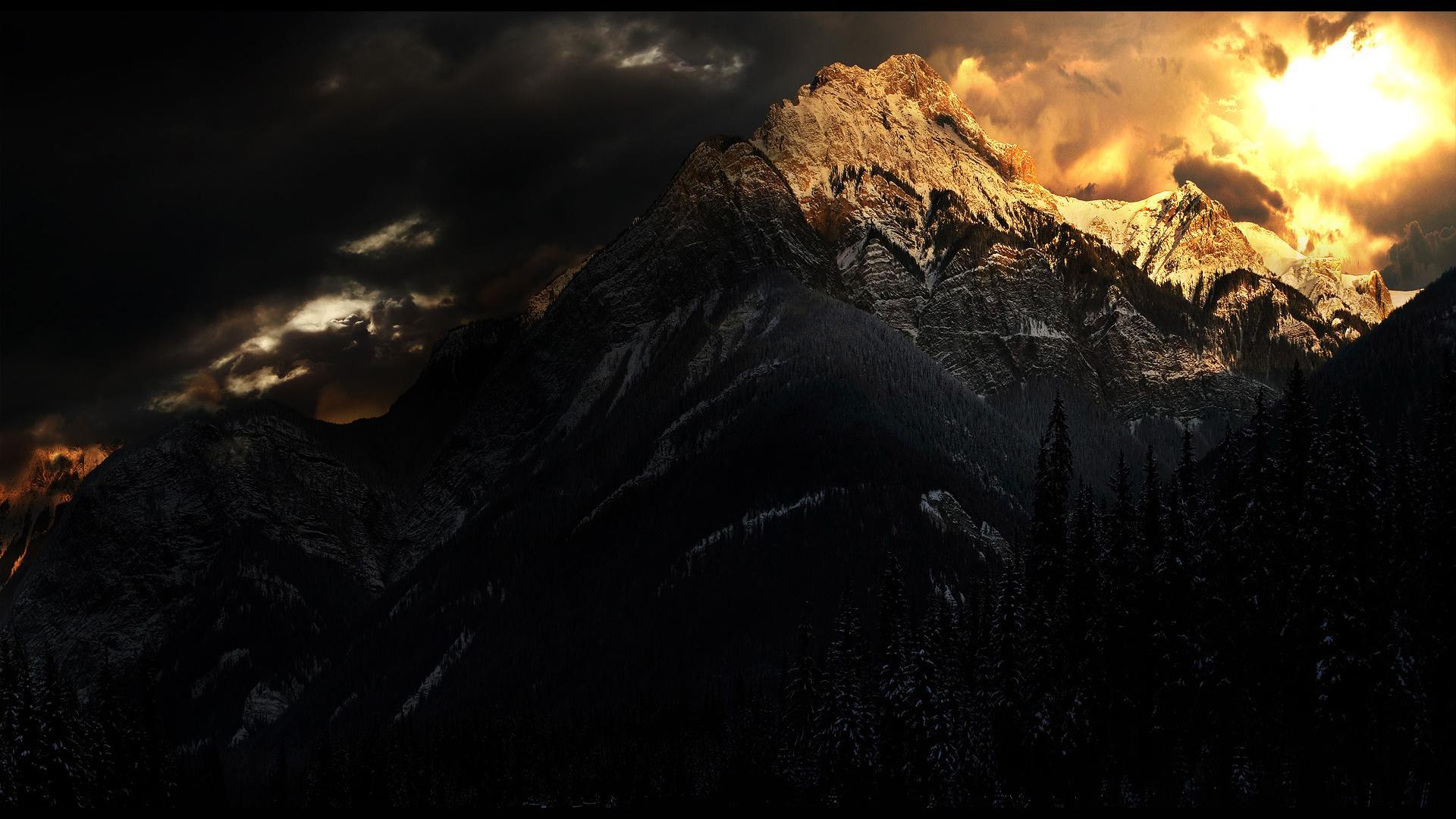 Hd Summit Mountain And Sun Landscape Background Widescreen and HD