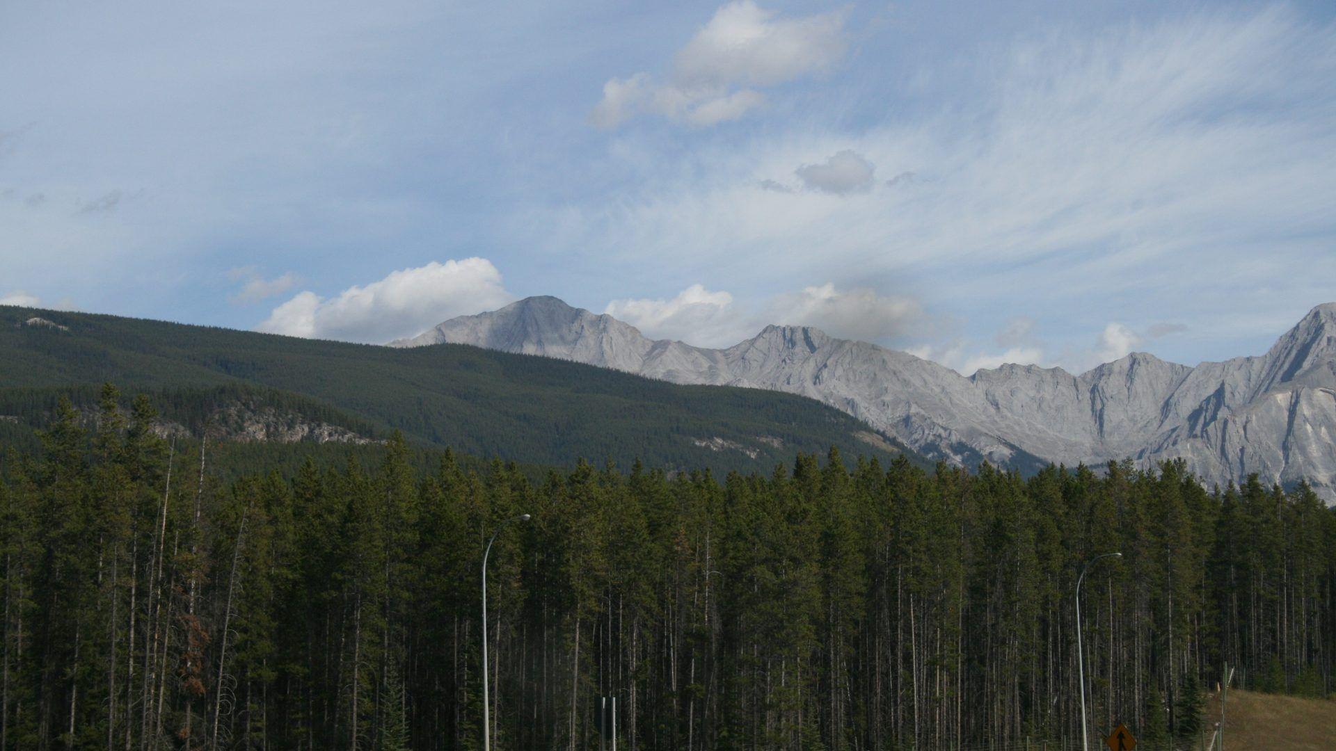 Summit Tag wallpaper: Mountains Alberta Canada Blue Trees Grey