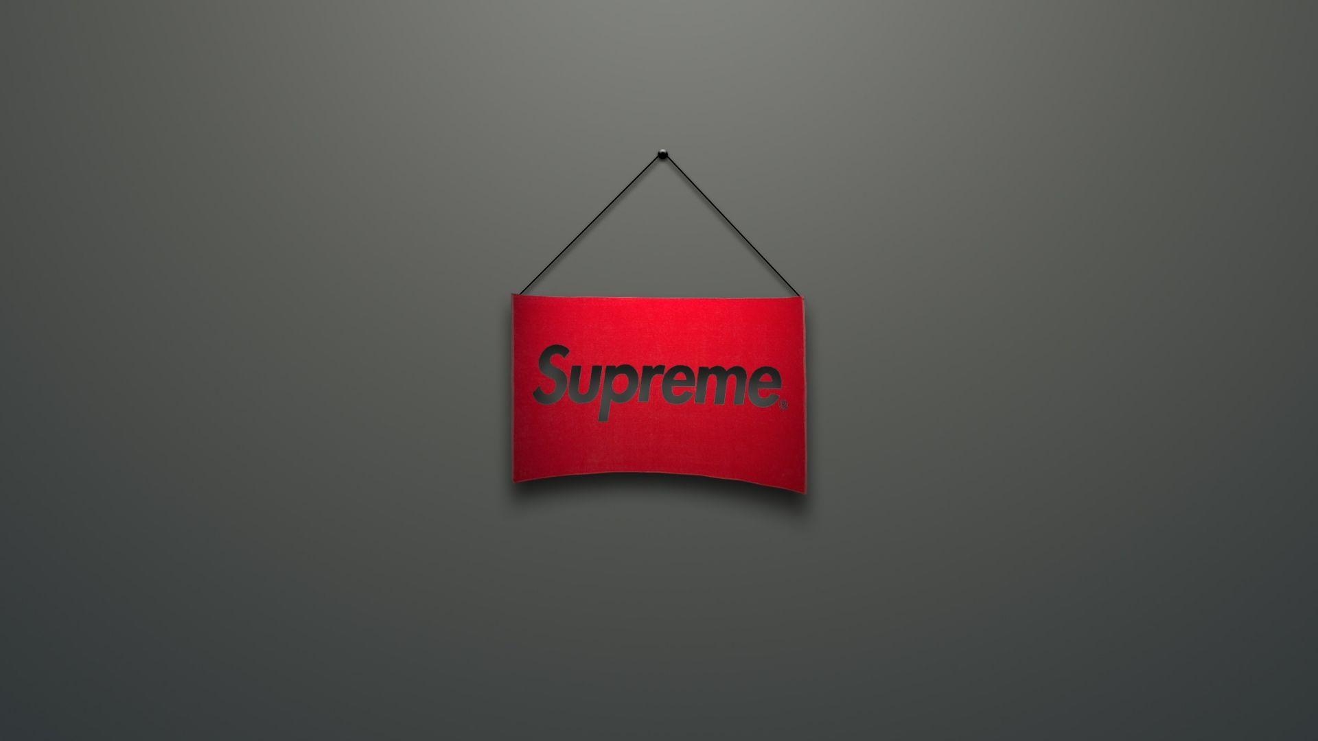 Download Wallpaper 1920x1080 Supreme, Logo, Red, Minimalism Full