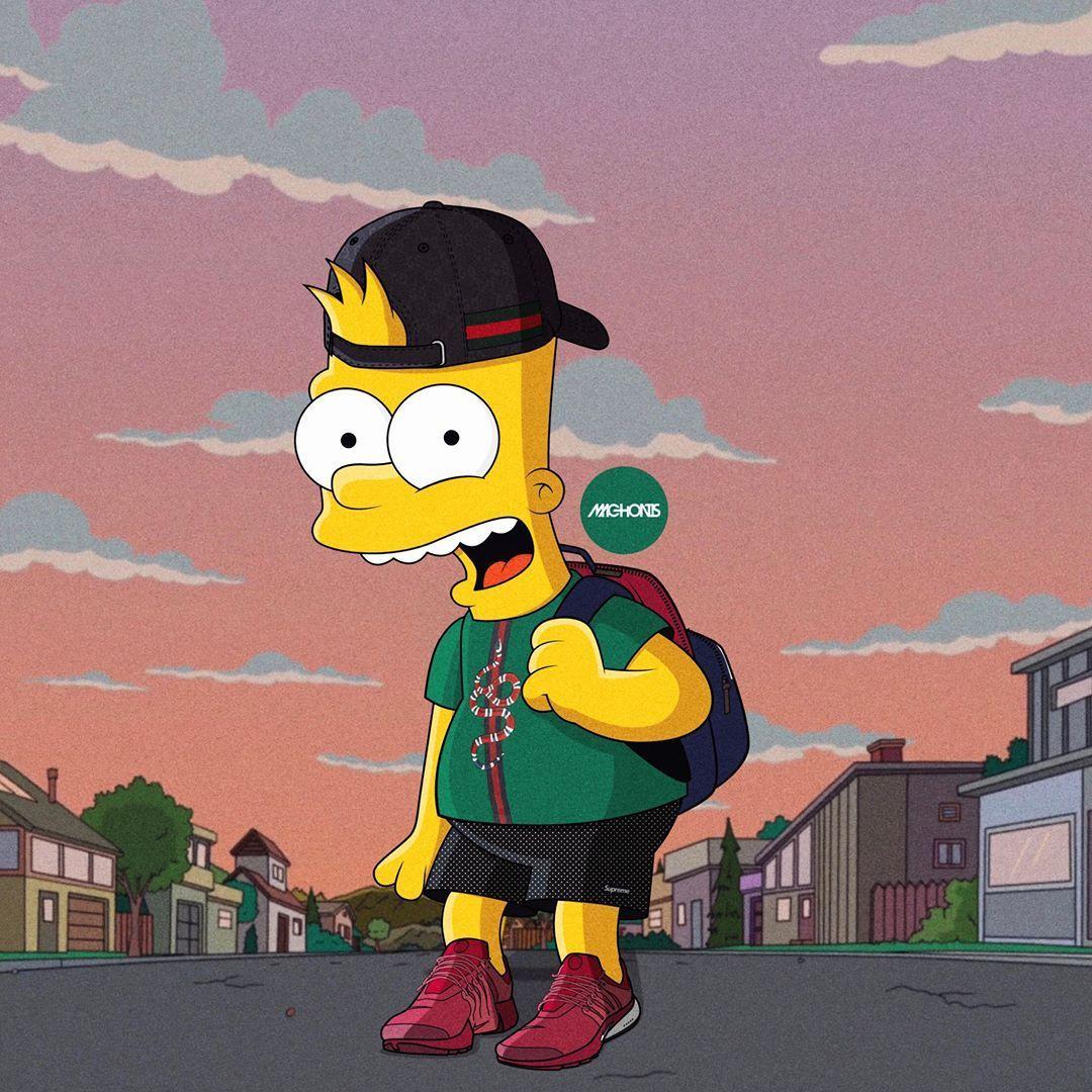 Download Supreme Louis Vuitton Bart Simpson Wallpaper