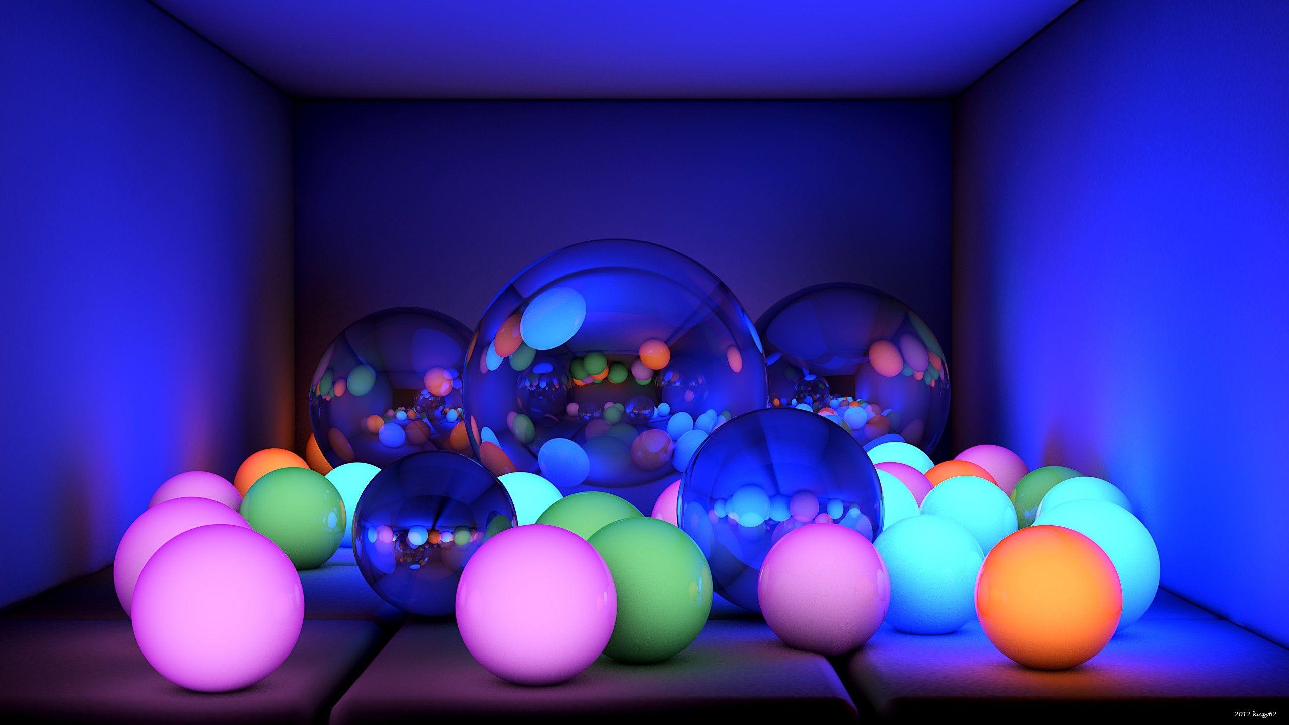 Wallpaper, balls, size, neon, glow 2560x1440