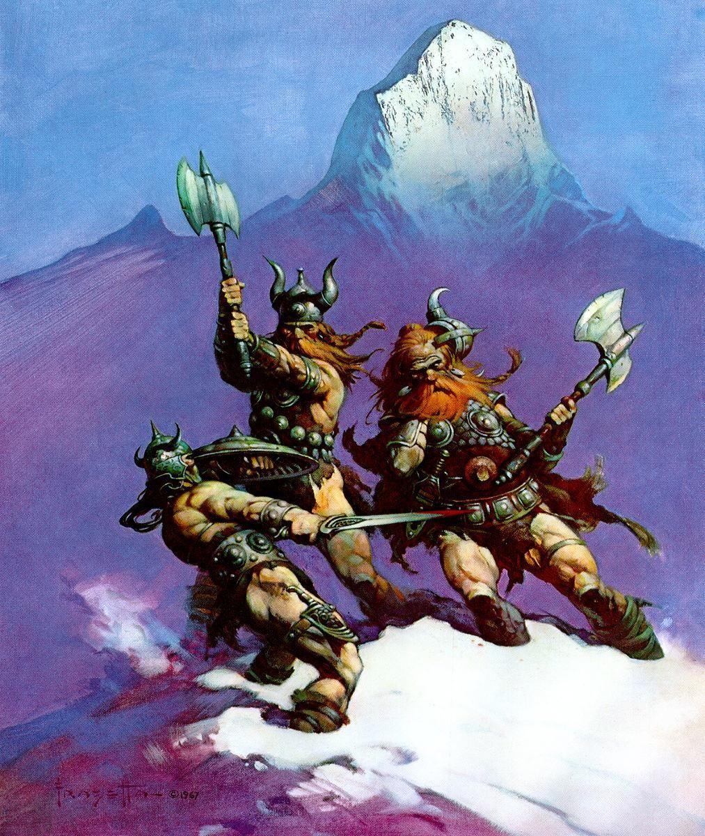 image Frank Frazetta Battle axes Men Warriors Fight Fantasy