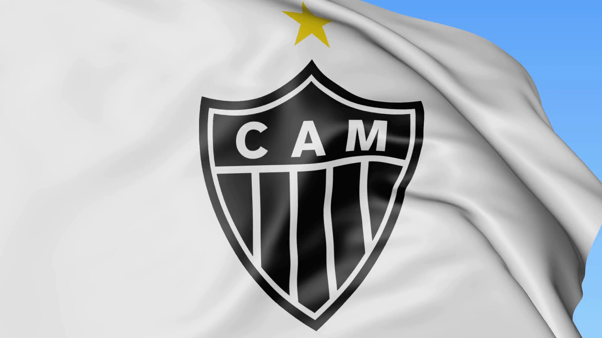 Close Up Of Waving Flag With Clube Atletico Mineiro Football Club