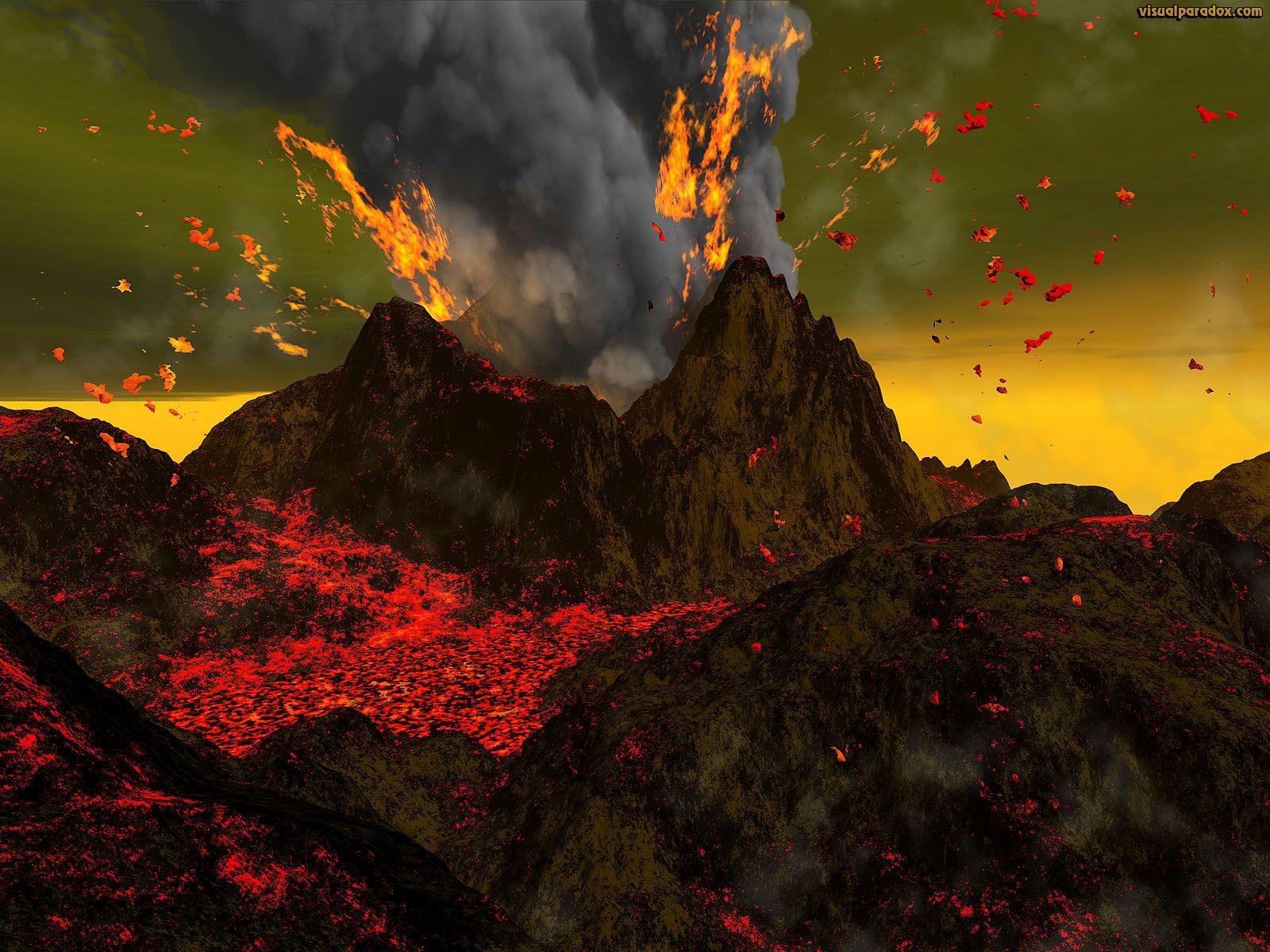 erupting volcanoes. volcano, mountain, lava, magma, ash, smoke