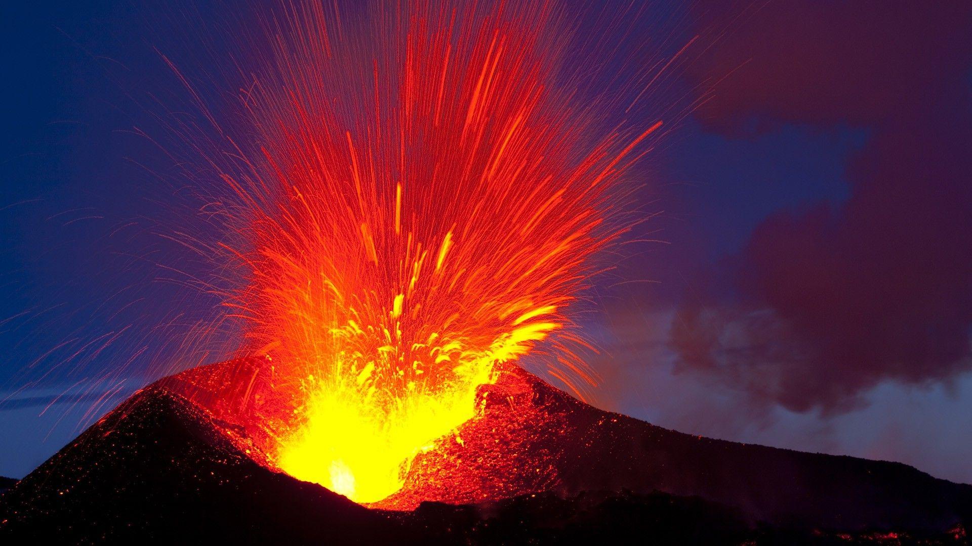 Erupting Volcano Full HD Wallpaper