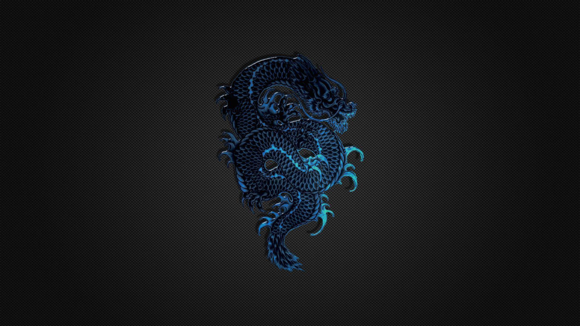 wallpaper HD p blue dragon logo on black wall HD