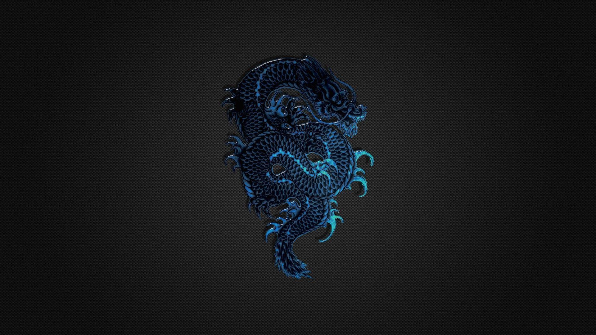 Abstract Black Blue Carbon Fiber Dragons Minimalistic