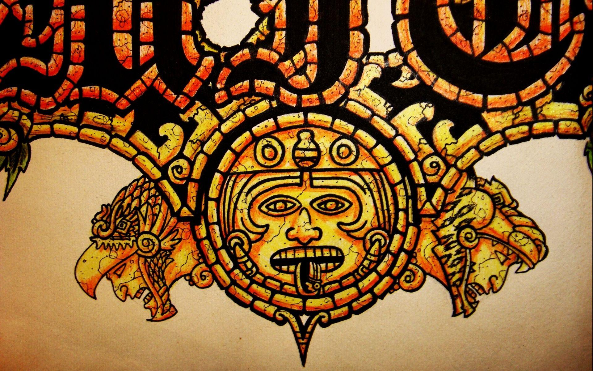 Aztec art face culture gods wallpaperx1200