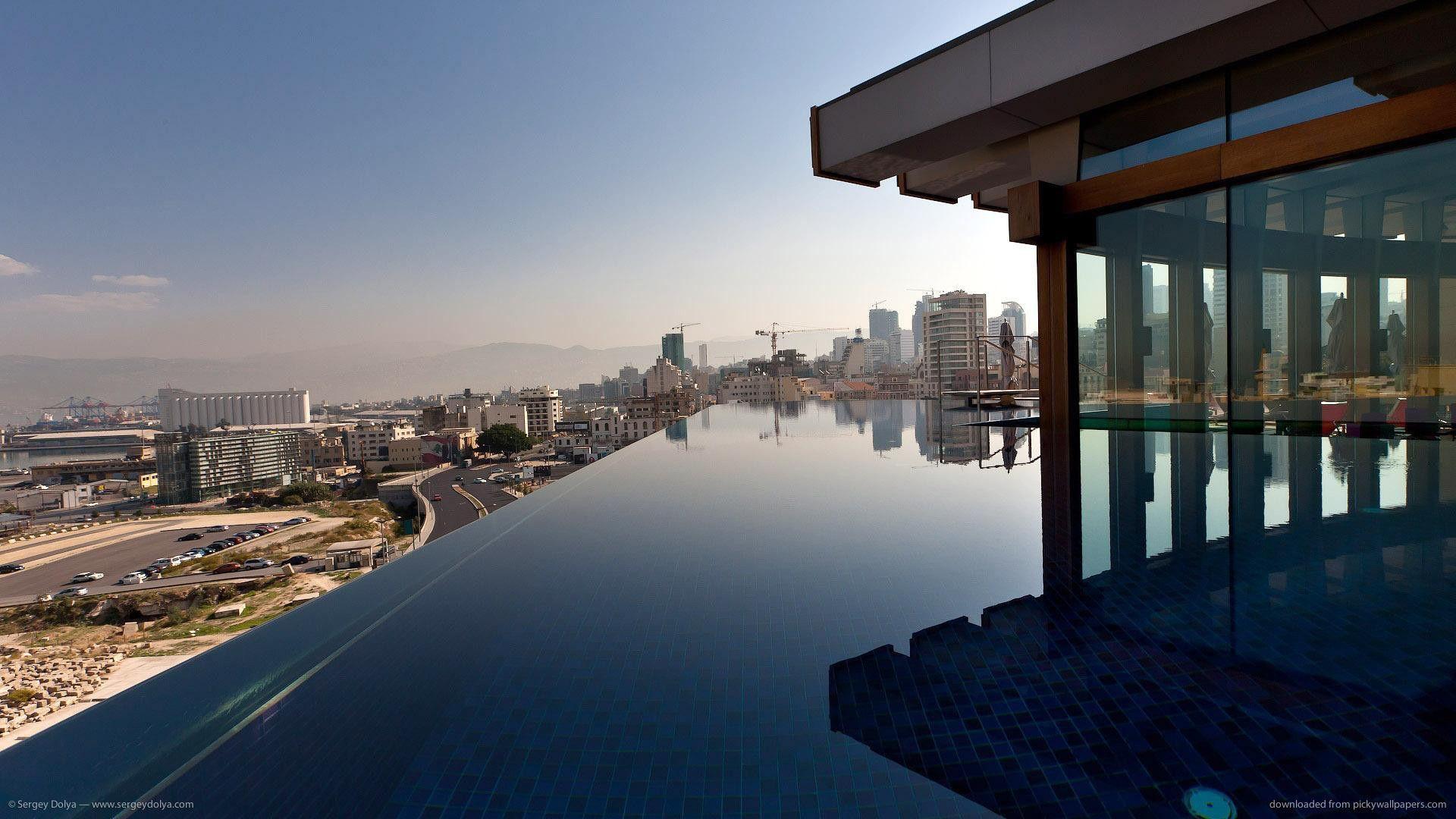 Download 1920x1080 Infinity Pool On A Beirut Roof wallpaper