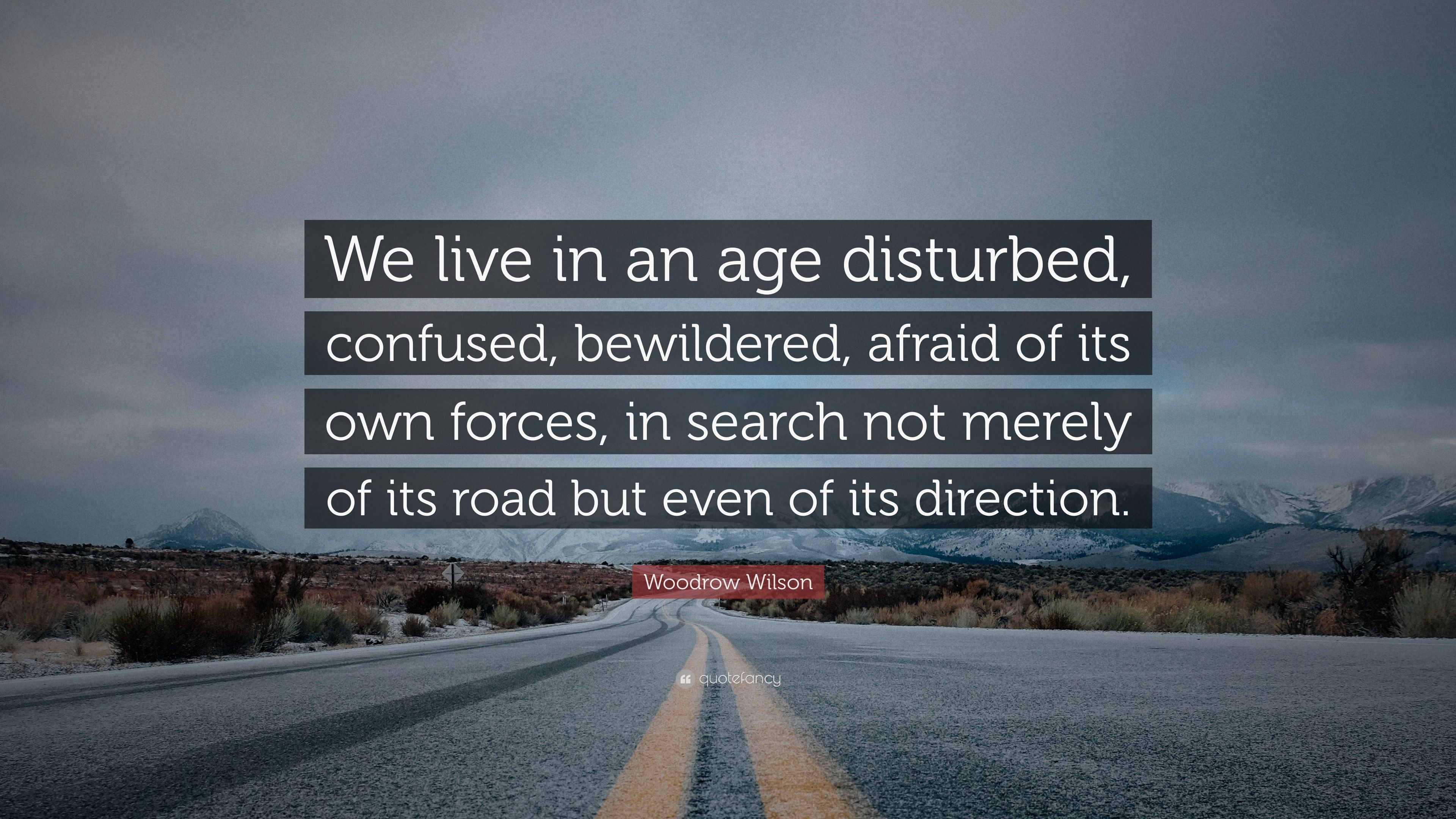 Woodrow Wilson Quote: “We live in an age disturbed, confused