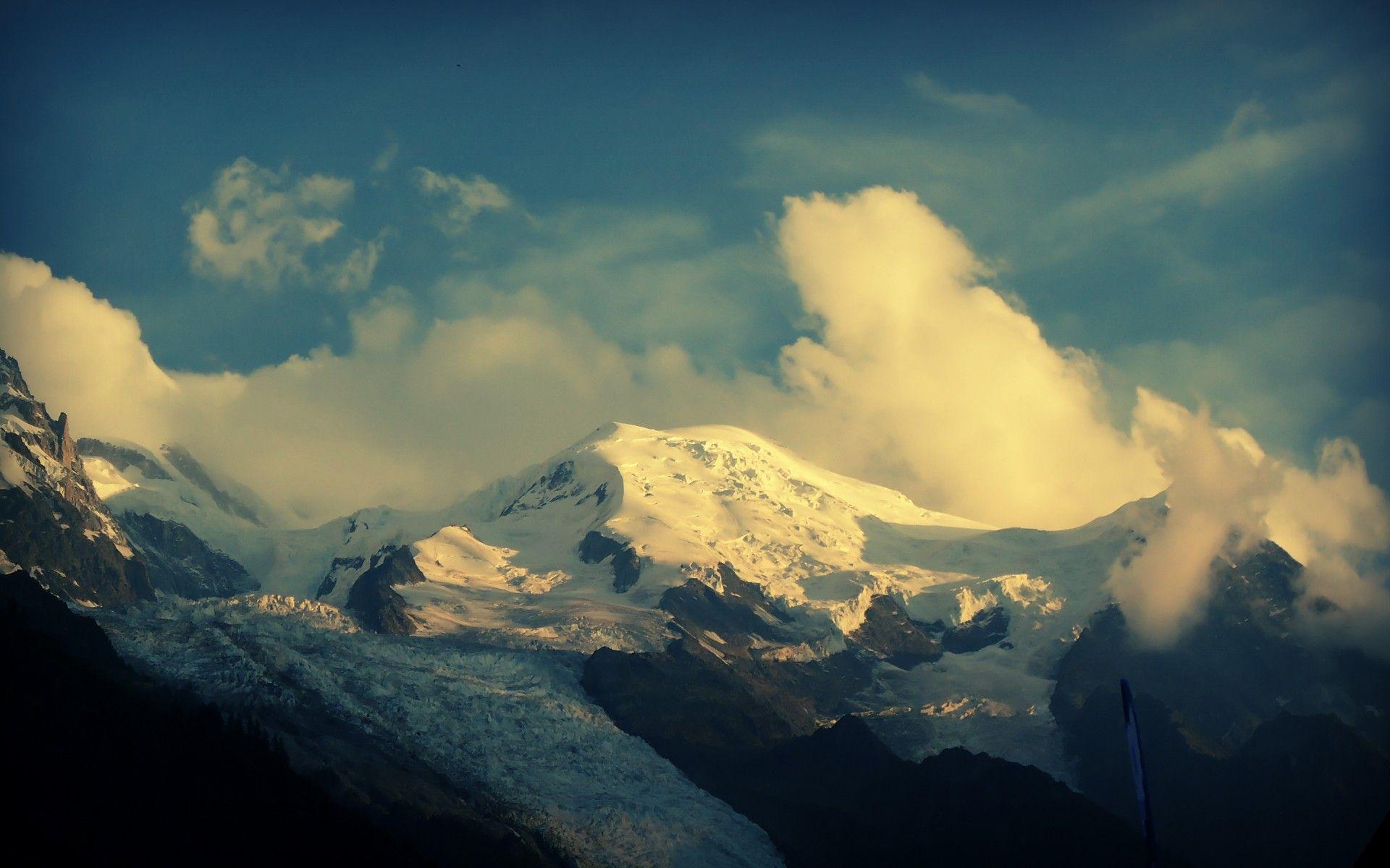Mountains clouds snow mont blanc skyscapes wallpaperx1200