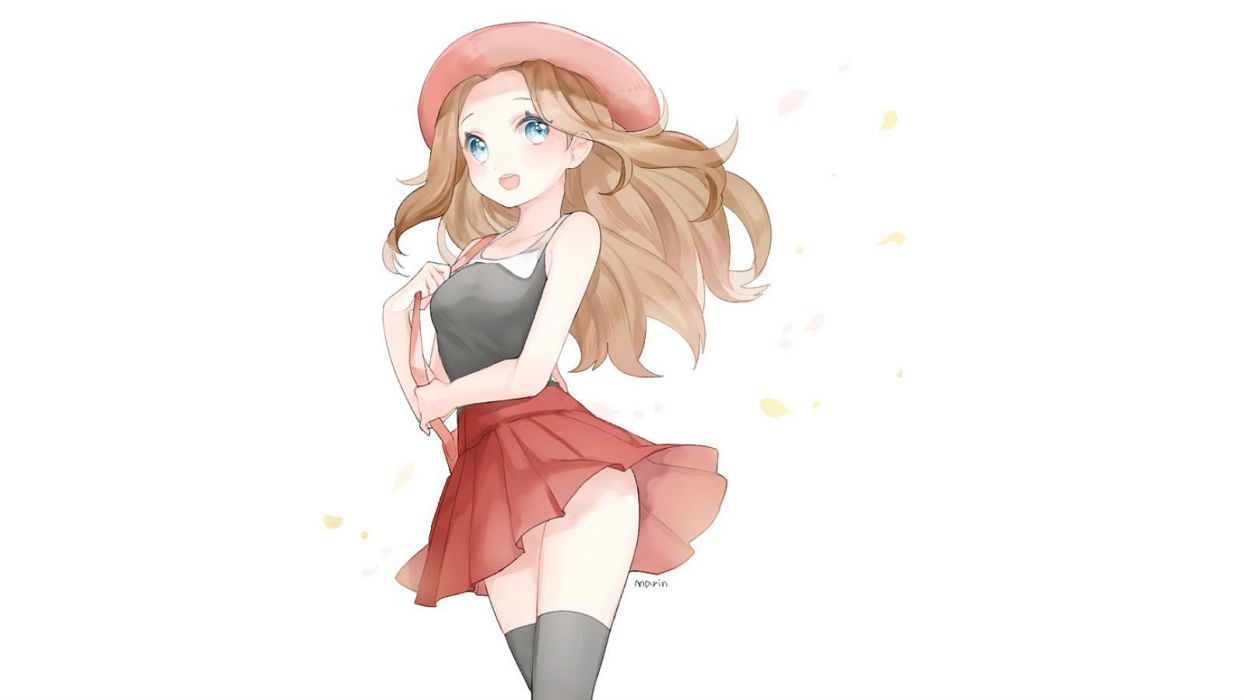 Blonde hair blue eyes hat marin (myuy 3) petals pokemon serena