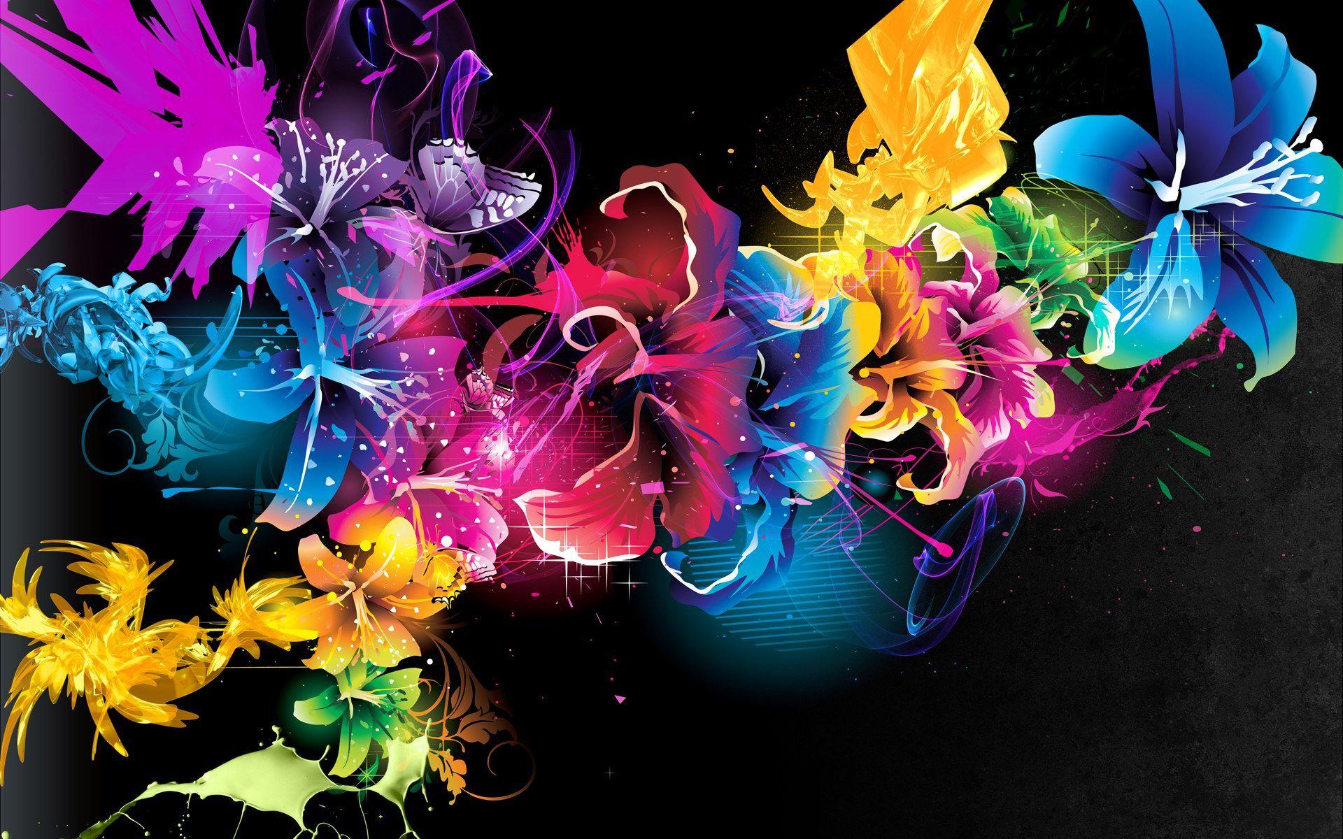 Wallpaper Abstract Flowers Colors Patterns