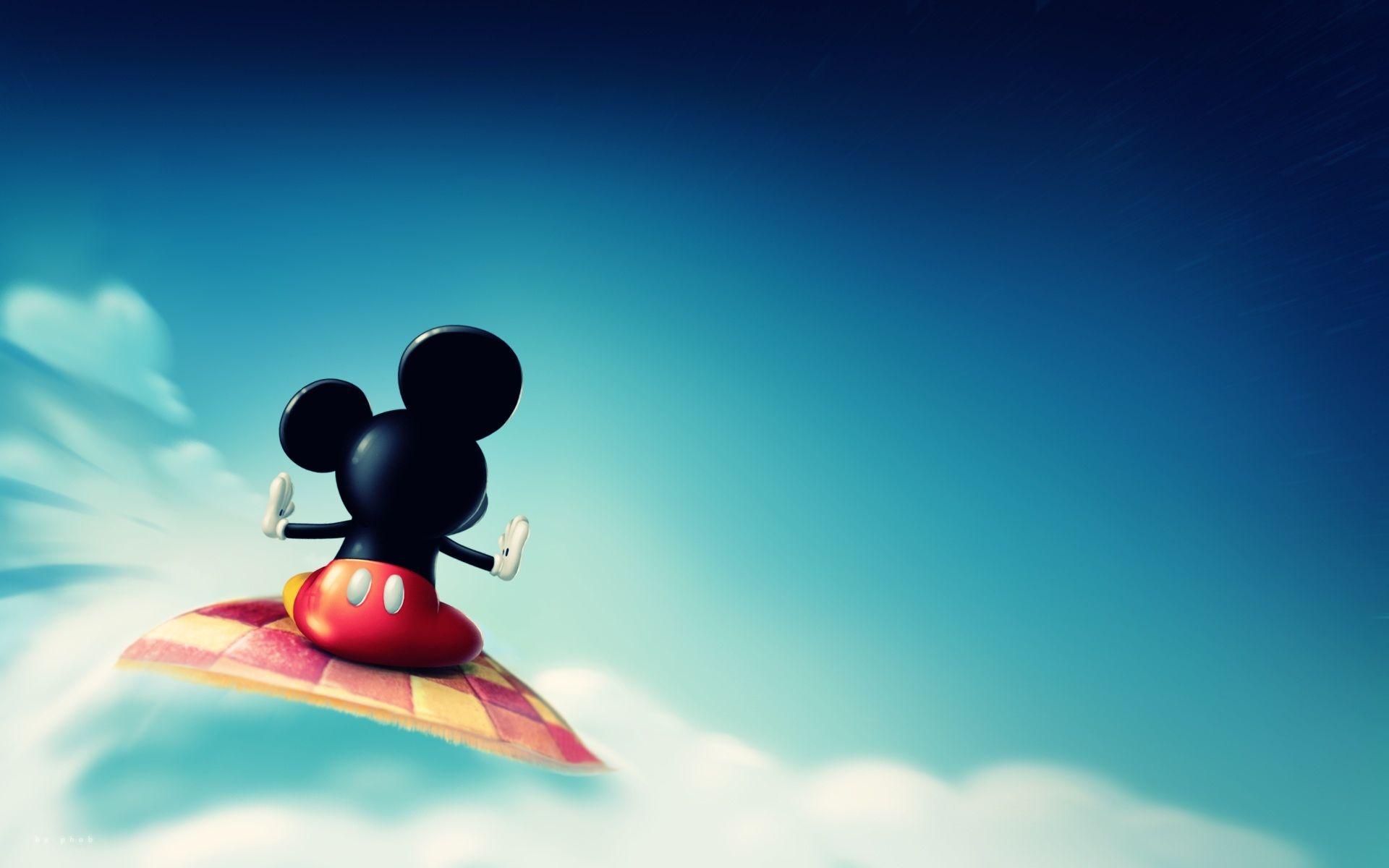 Adorable Blue Background Mickey Mouse Wallpaper Premium Under